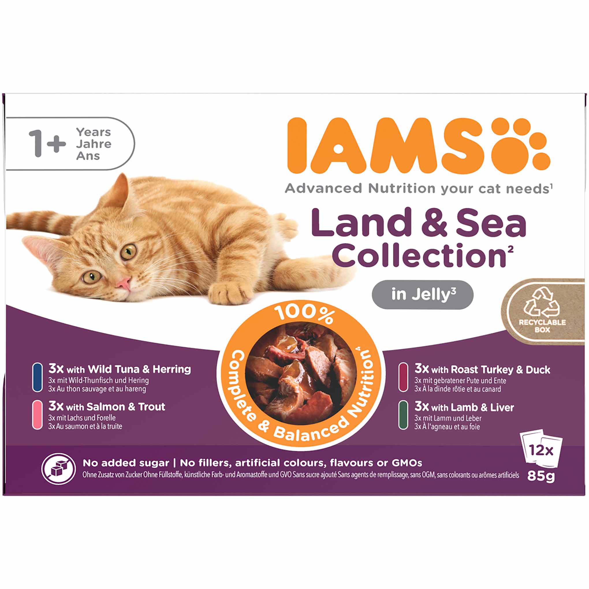 Iams Adult Wet Cat Food in Jelly - Land & Sea Collection - 12x85g Pouches - Image 2