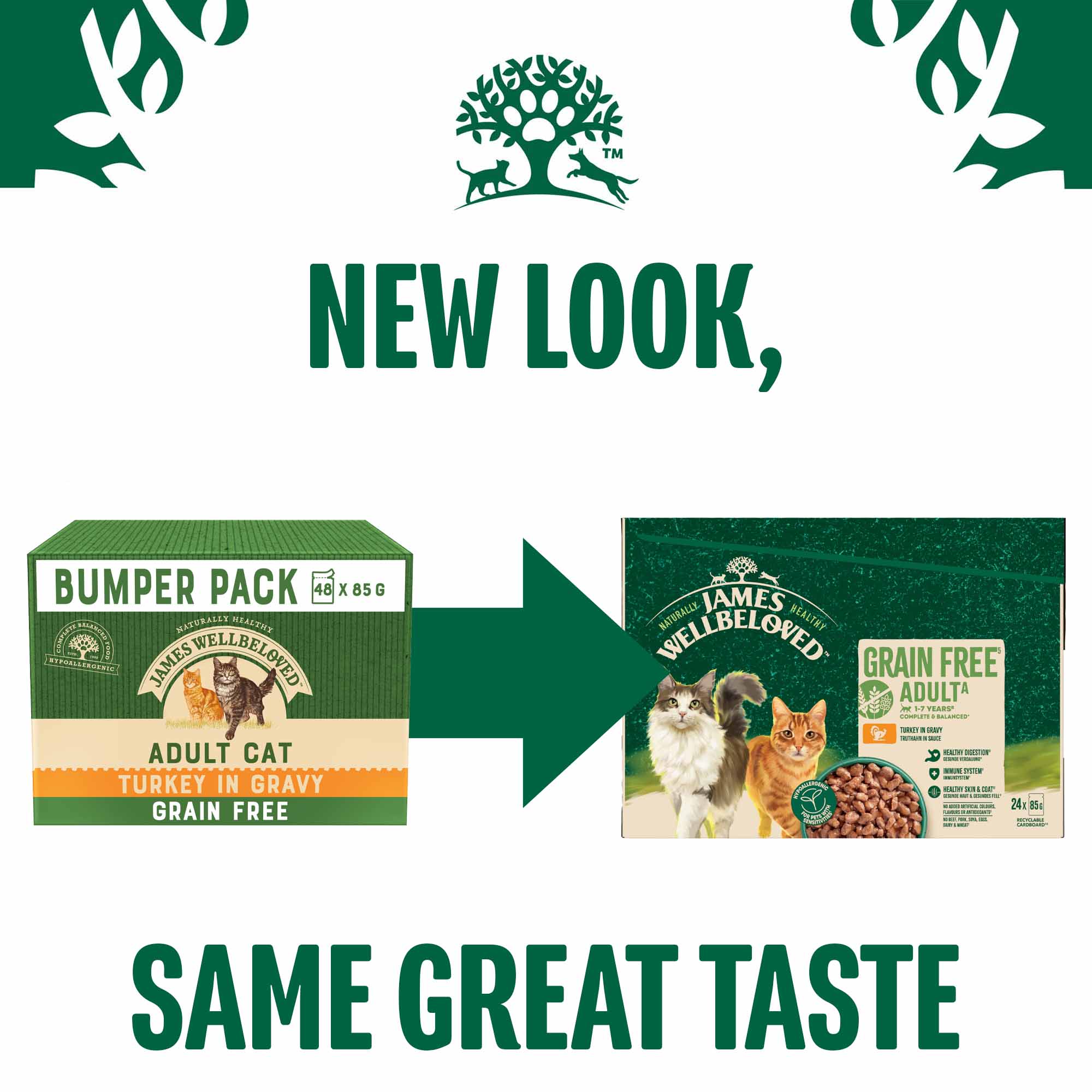 James Wellbeloved Adult Grain Free Wet Cat Food in Gravy - Turkey - 24x85g Pouches BUMPER PACK - Image 4