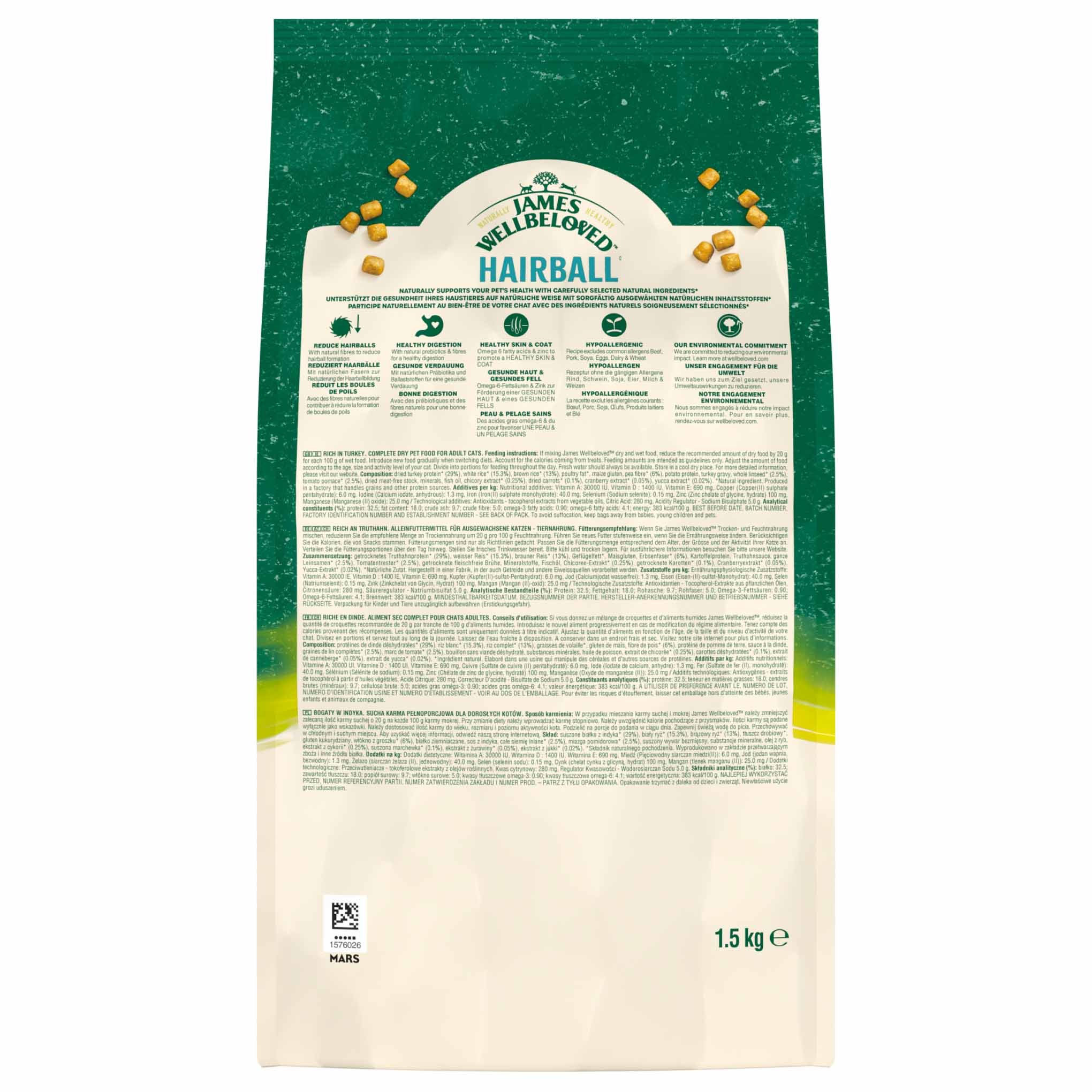James Wellbeloved Adult Hairball Dry Cat Food - Turkey - Image 4