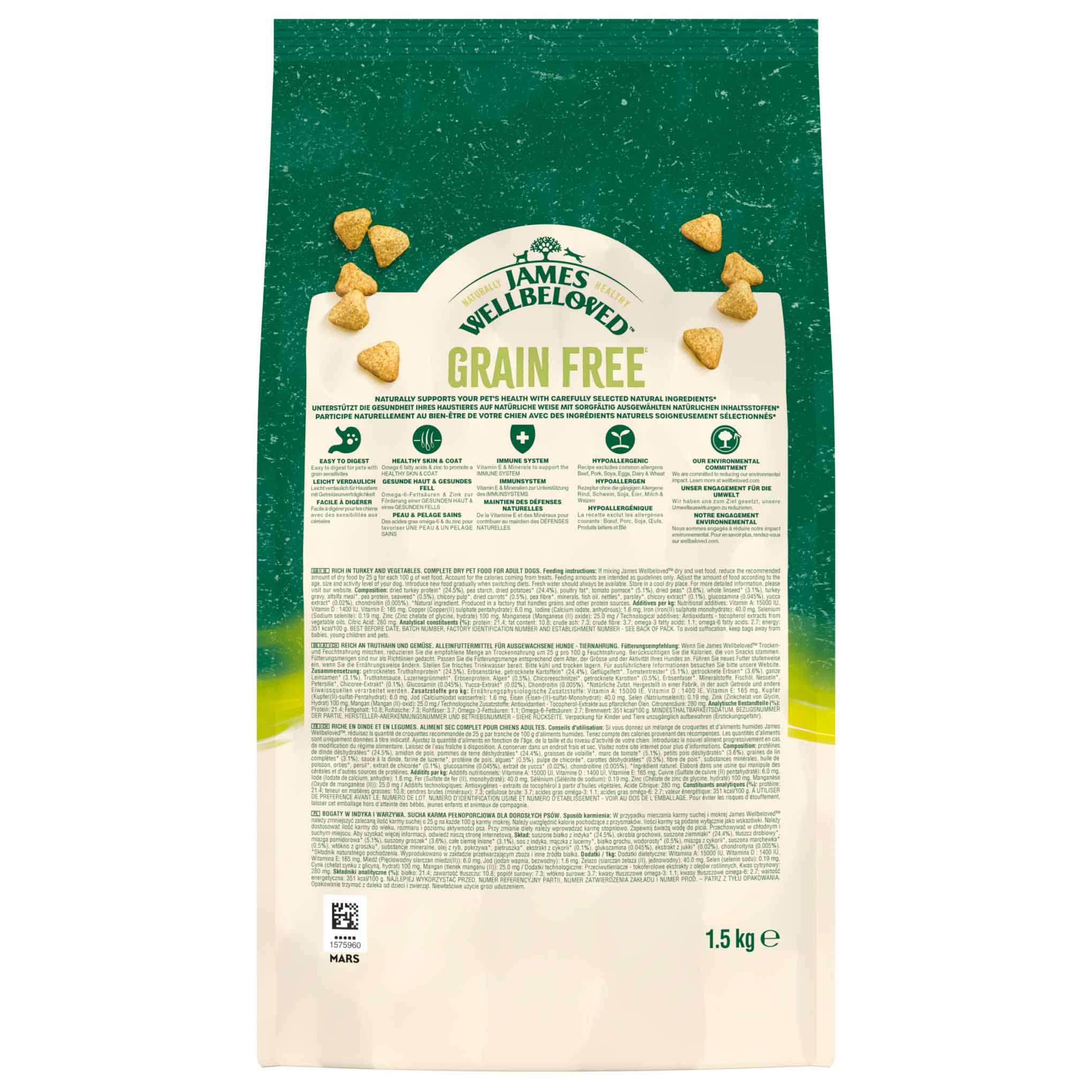 James Wellbeloved Grain Free Adult Dry Dog Food - Turkey & Veg - Image 4