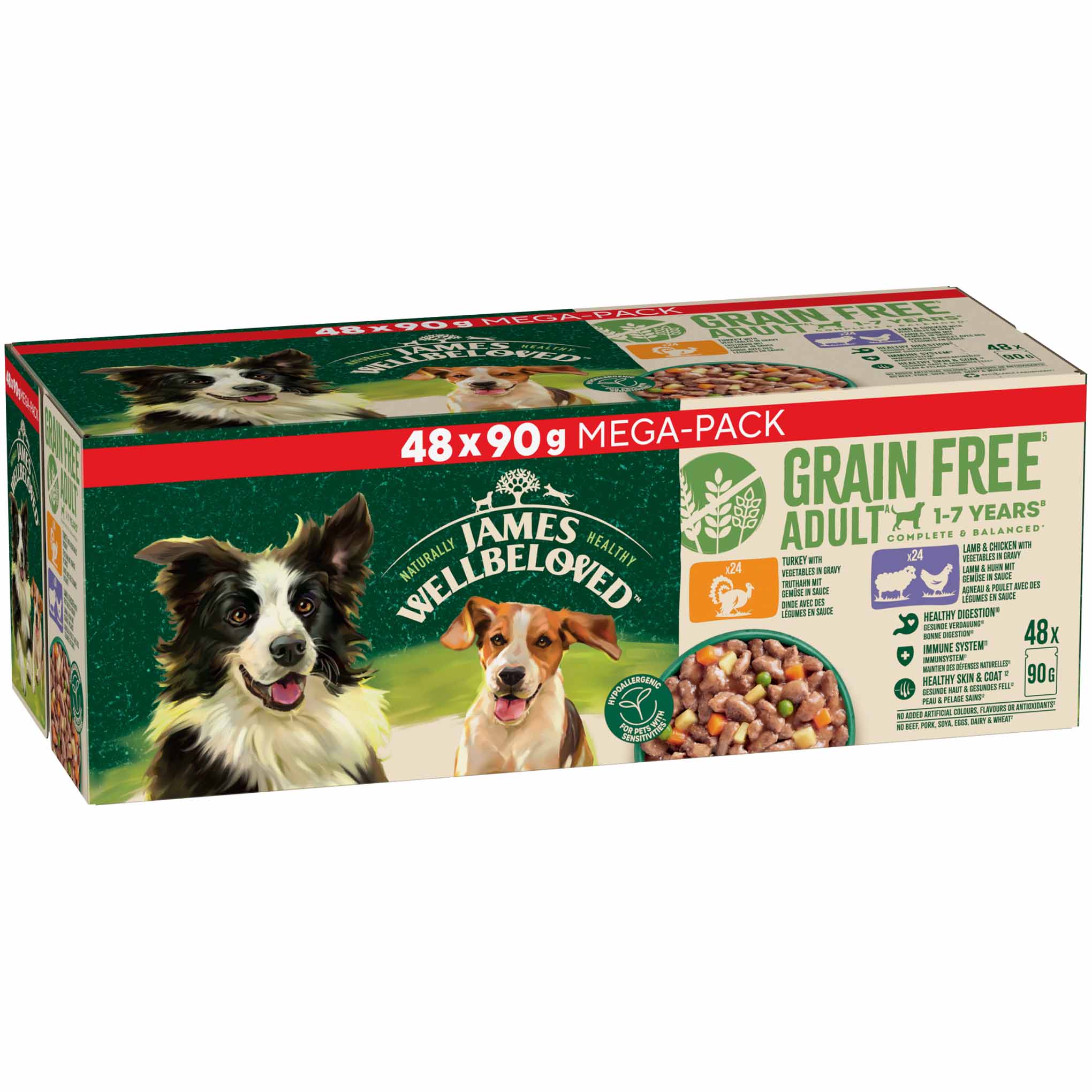 James Wellbeloved Grain Free Adult Wet Dog Food in Gravy - Mixed Selection - 48x90g Pouches - Image 2