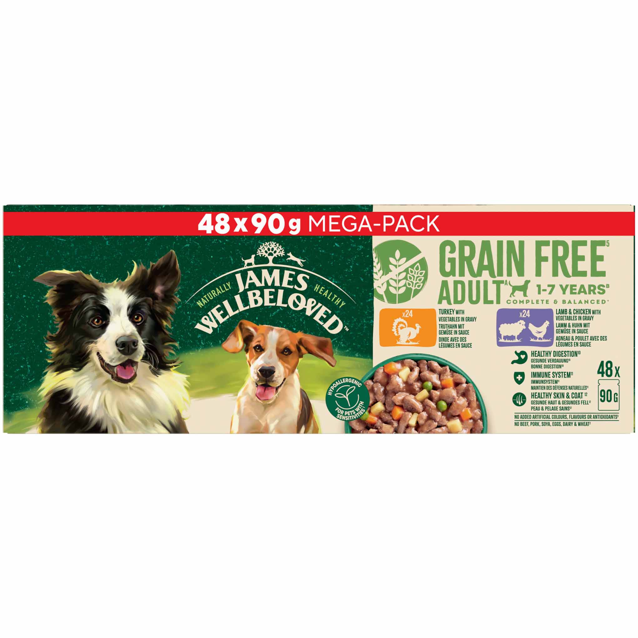 James Wellbeloved Grain Free Adult Wet Dog Food in Gravy - Mixed Selection - 48x90g Pouches - Image 3