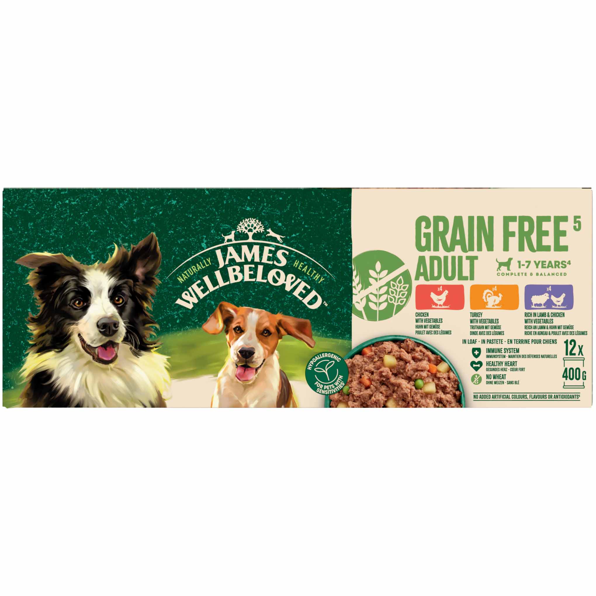 James Wellbeloved Grain Free Adult Wet Dog Food - Turkey, Lamb and Chicken in Loaf - 12x400g cans - Image 3