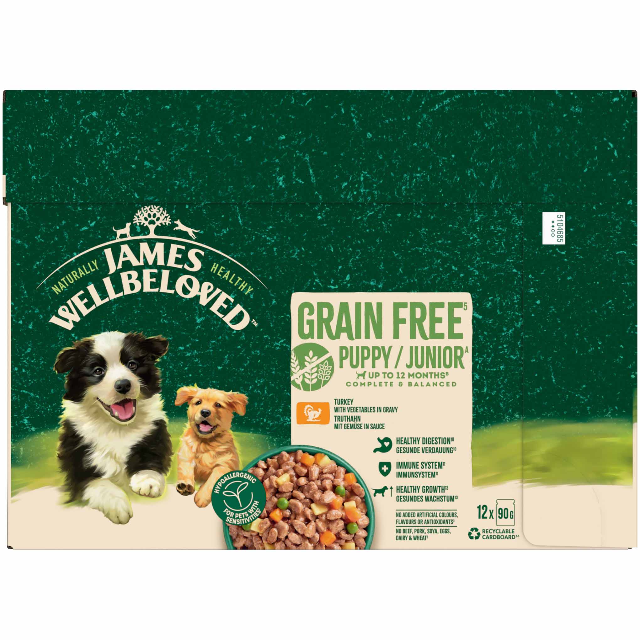 James Wellbeloved Grain Free Puppy Wet Dog Food in Gravy - Turkey - 12x90g Pouches - Image 3