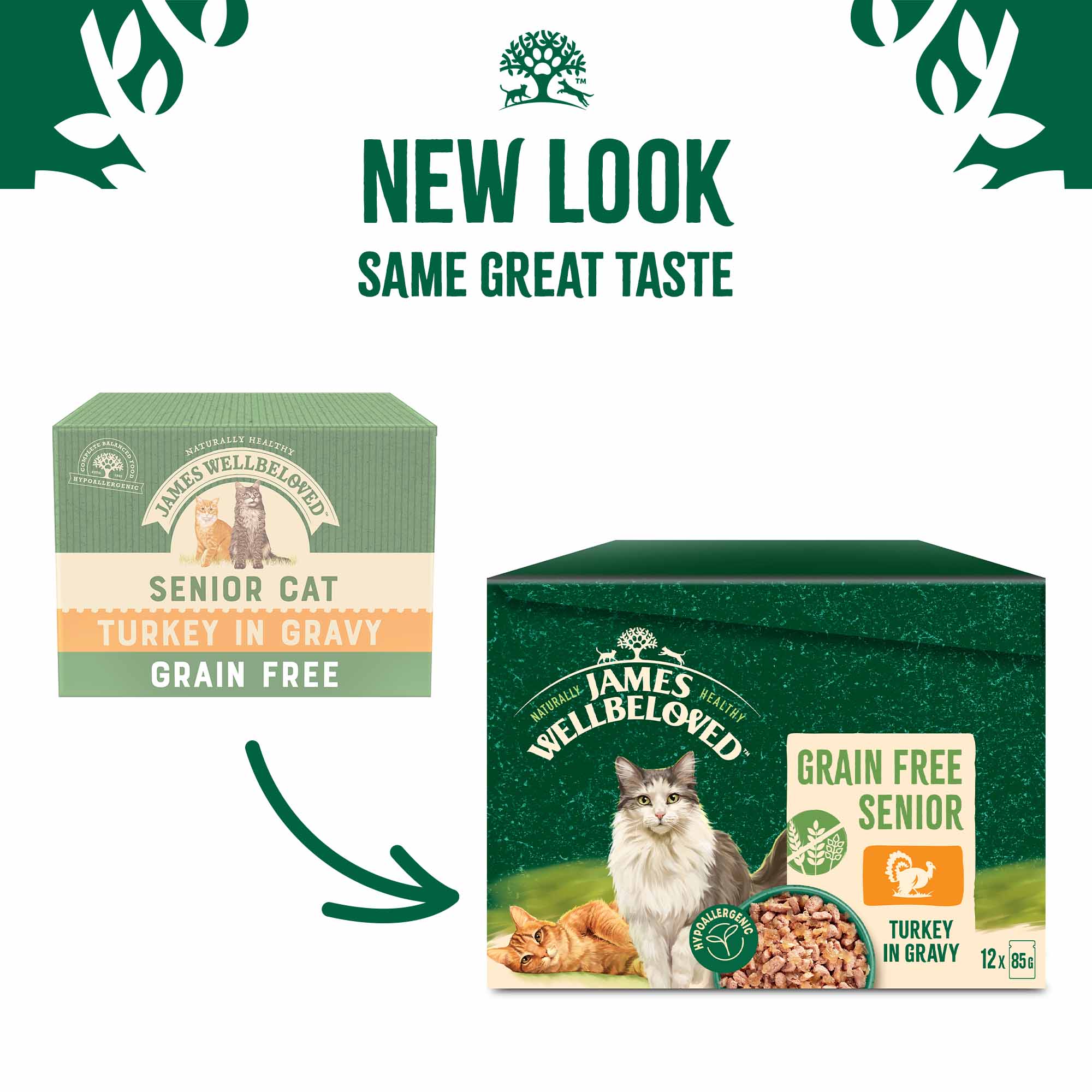 James Wellbeloved Grain Free Senior Wet Cat Food in Gravy - Turkey - 12x85g Pouches - Image 4
