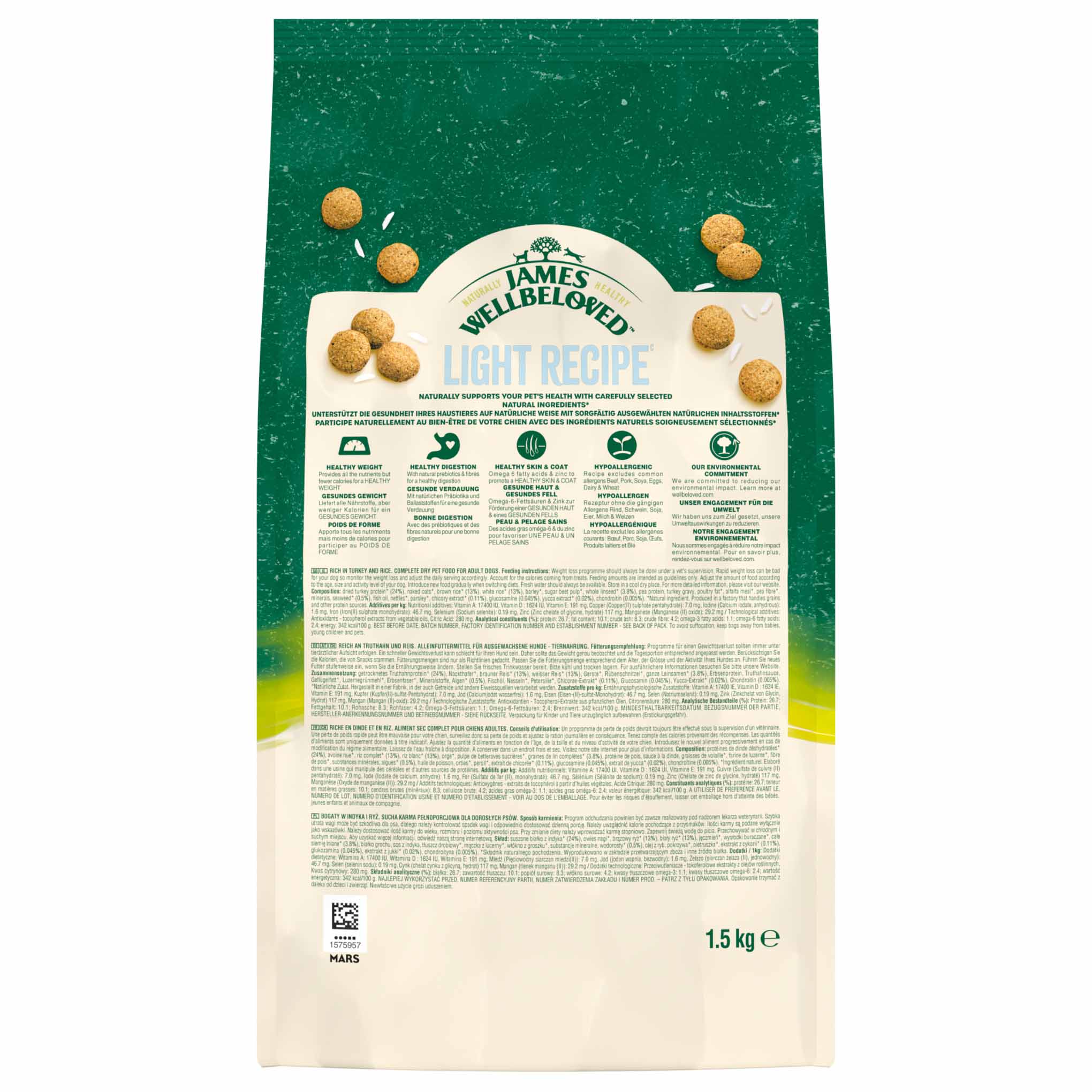 James Wellbeloved Light Adult Dry Dog Food - Turkey & Rice - Image 5