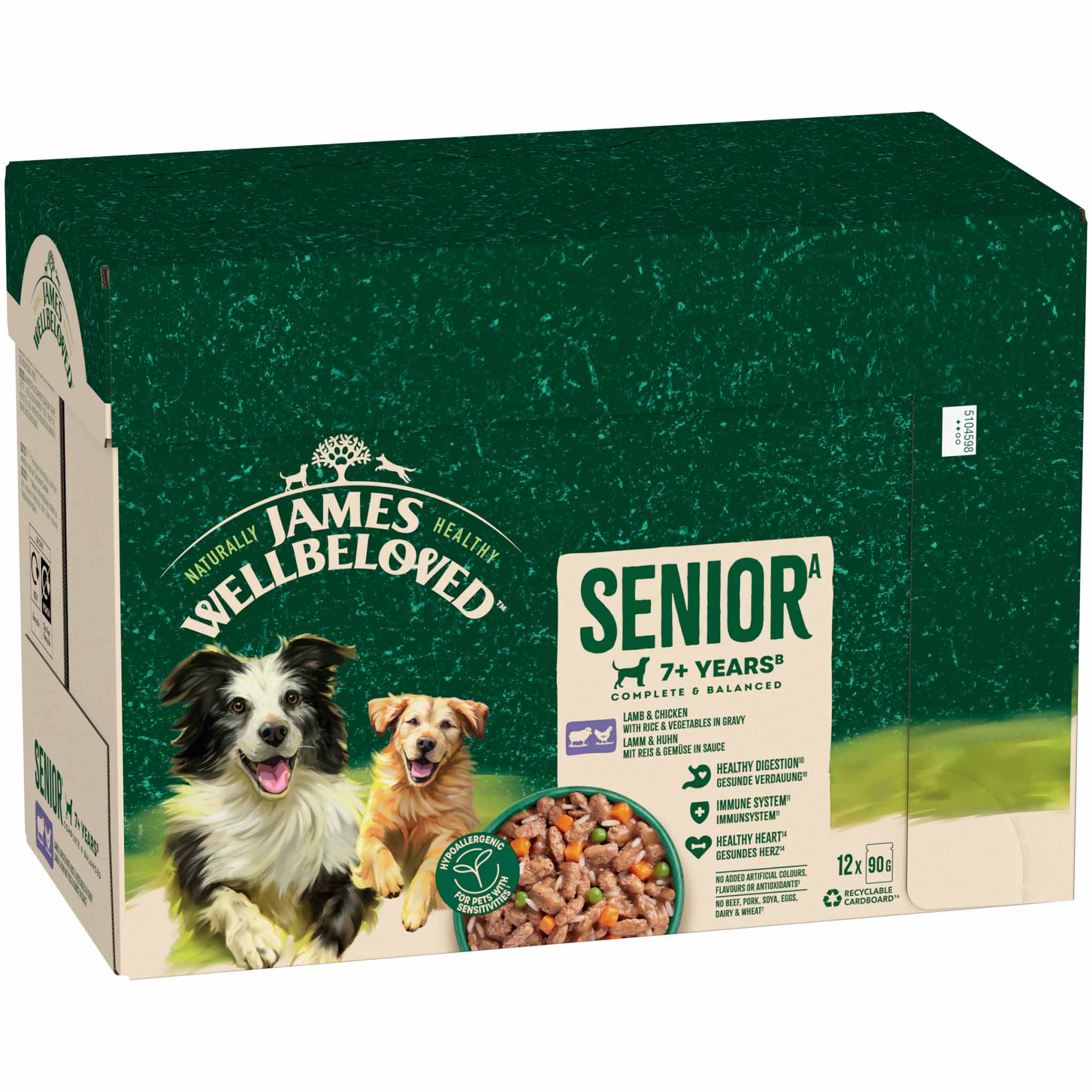 James Wellbeloved Senior Wet Dog Food in Gravy - Lamb & Chicken - 12x90g Pouches - Image 2