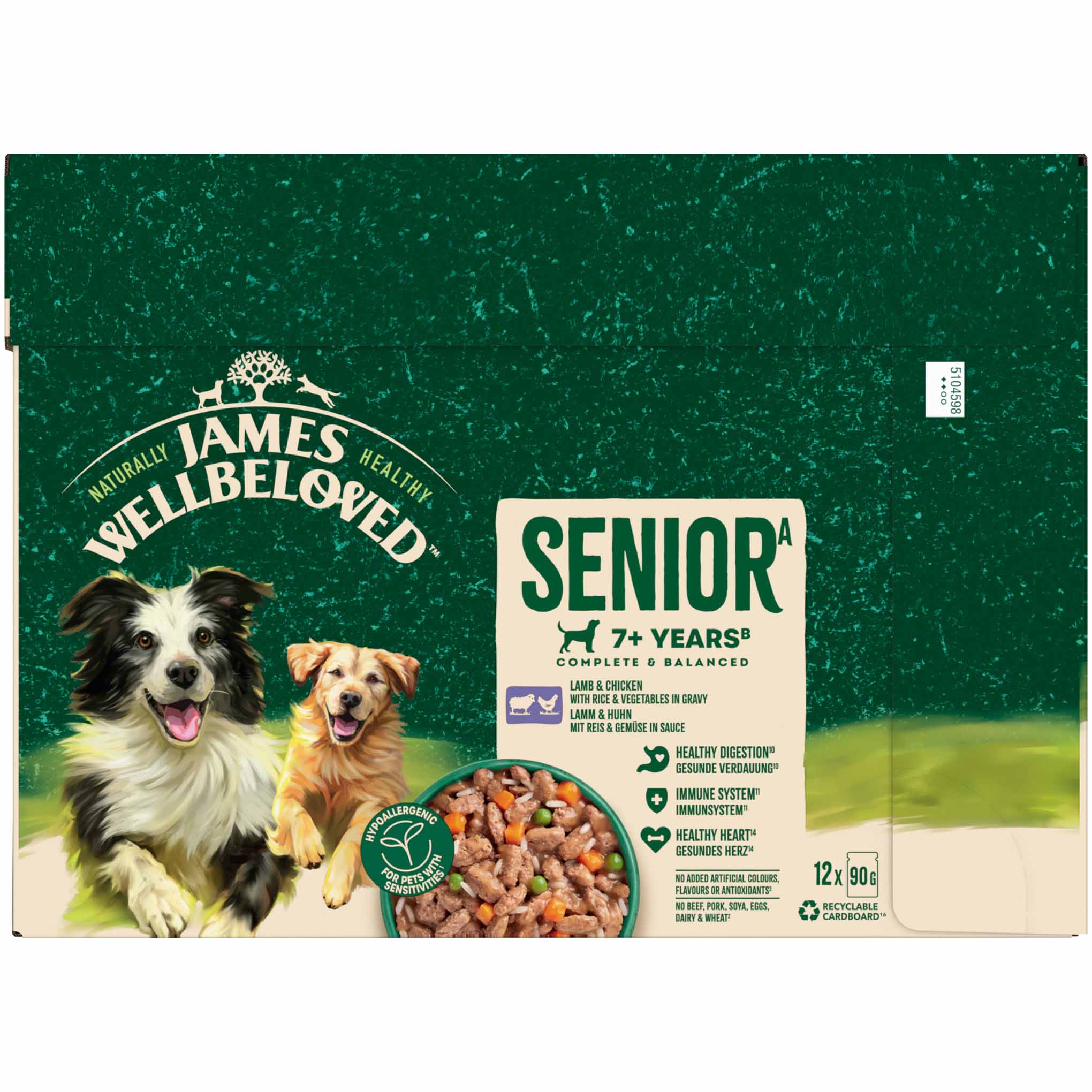 James Wellbeloved Senior Wet Dog Food in Gravy - Lamb & Chicken - 12x90g Pouches - Image 3