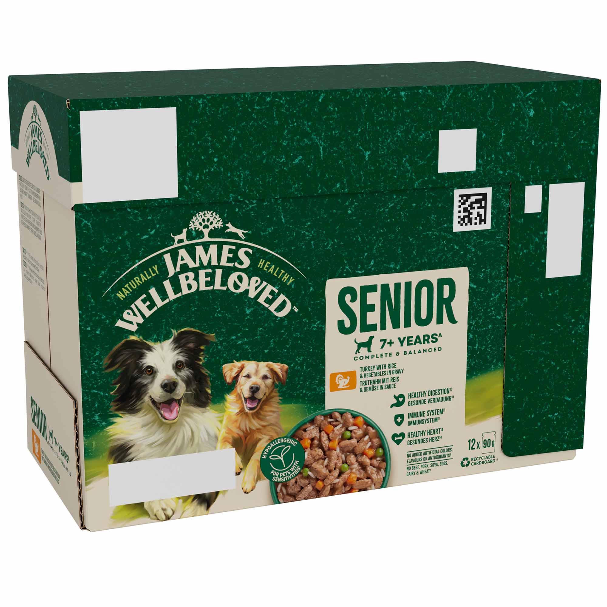 James Wellbeloved Senior Wet Dog Food in Gravy - Turkey & Rice - 12x90g Pouches - Image 2