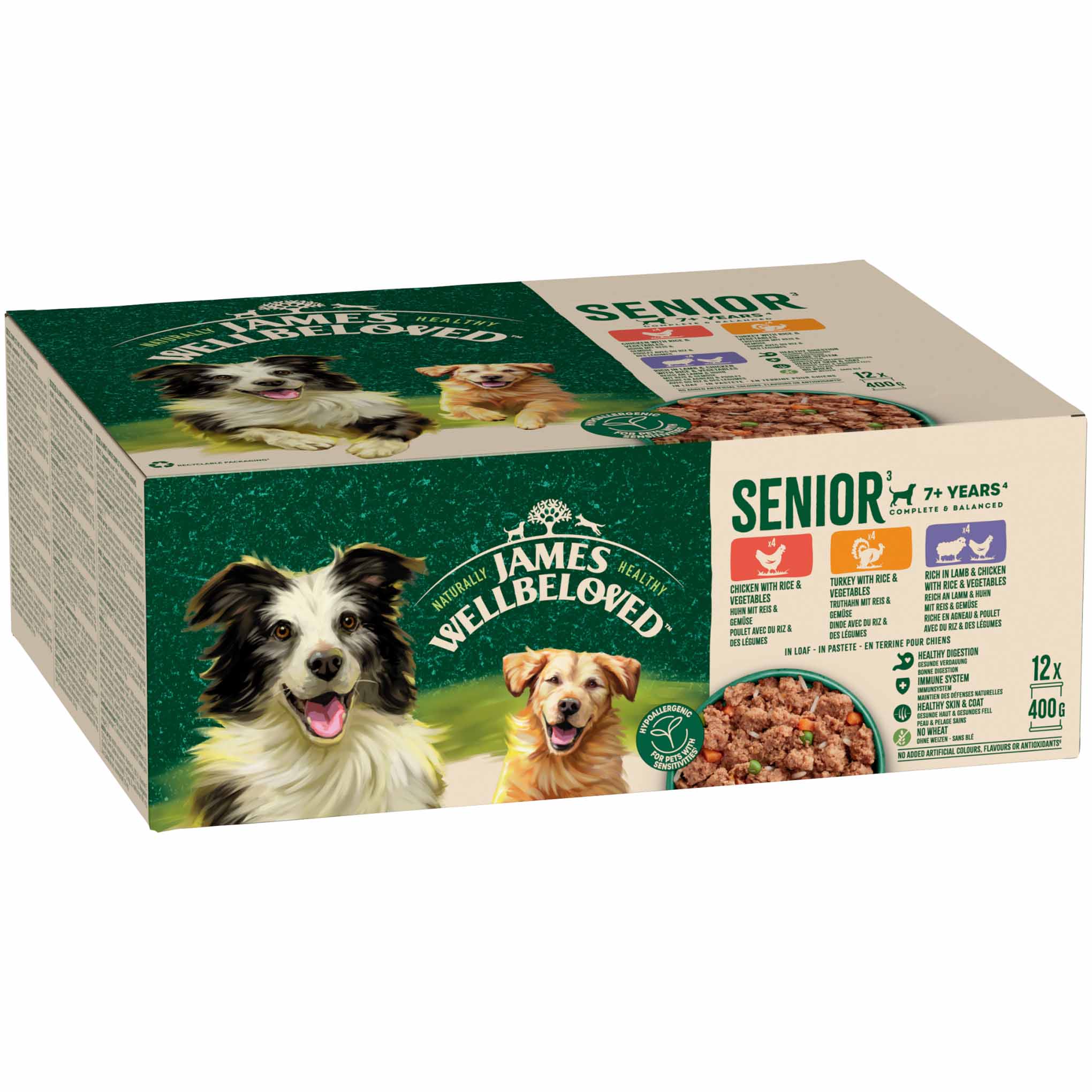 James Wellbeloved Senior Wet Dog Food - Turkey, Lamb & Chicken in Loaf - 12x400g cans - Image 2