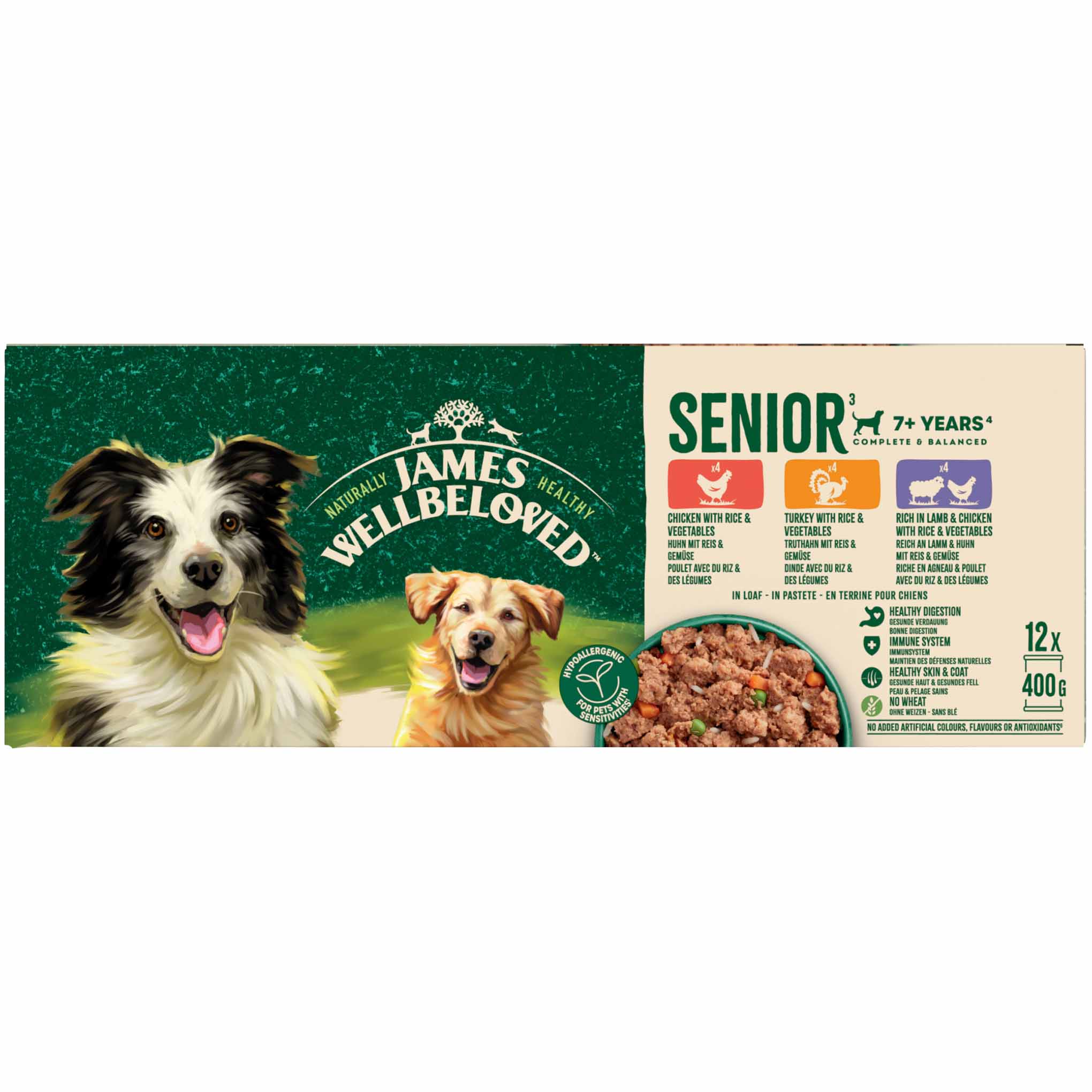 James Wellbeloved Senior Wet Dog Food - Turkey, Lamb & Chicken in Loaf - 12x400g cans - Image 3
