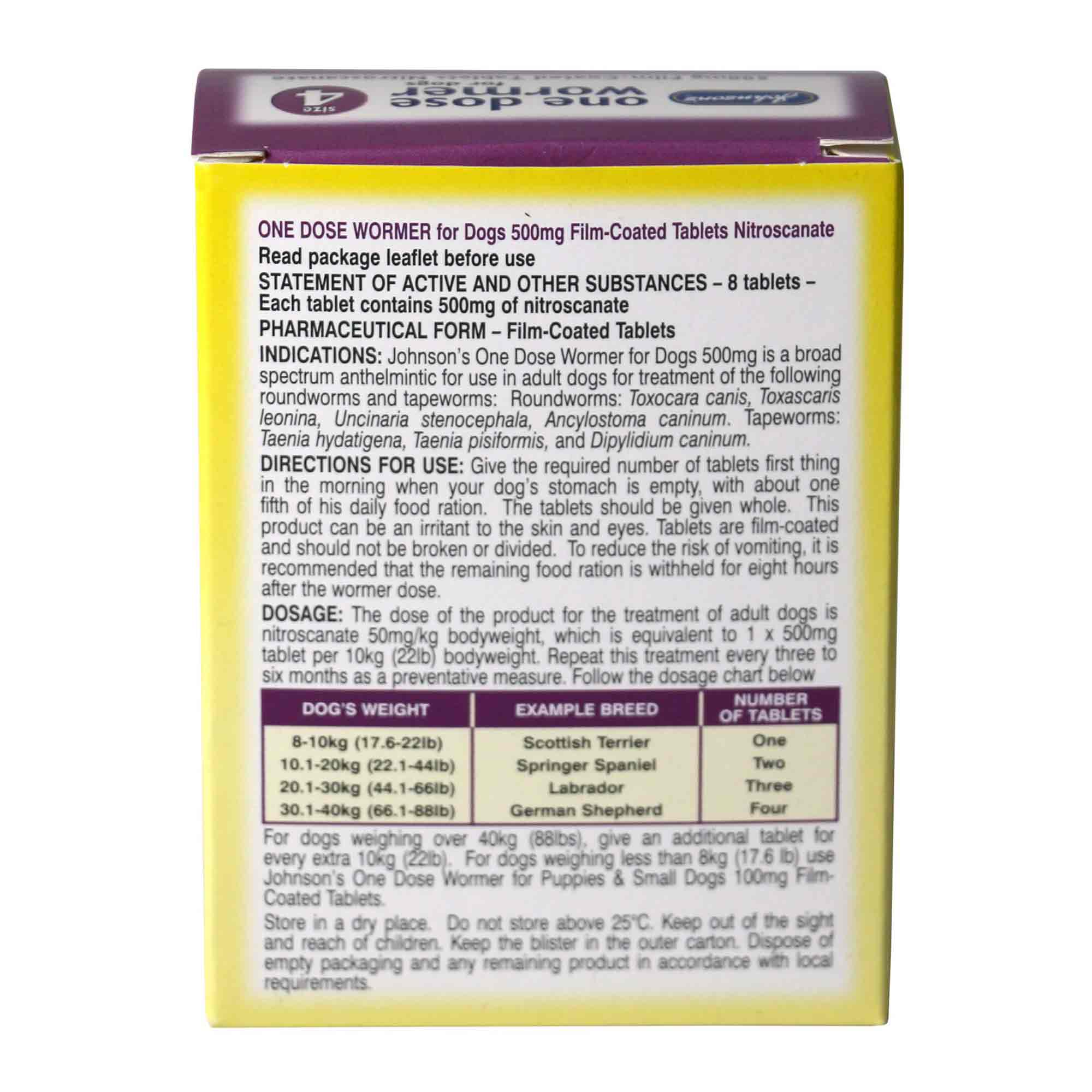 Johnsons One Dose Wormer - 8 Tablets - Image 2