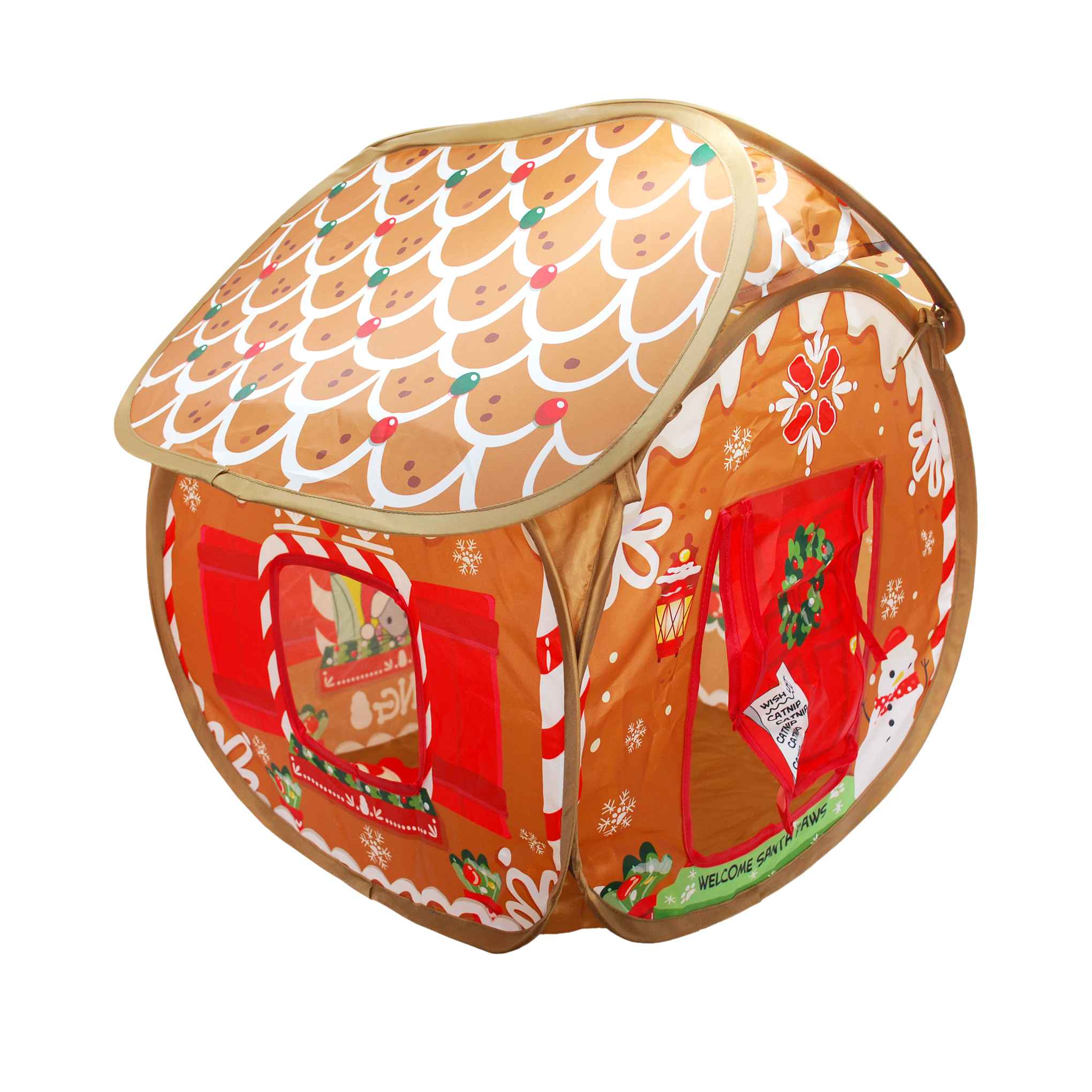 KONG Holiday Play Spaces Gingerbread Bungalow Cat Toy - Image 3