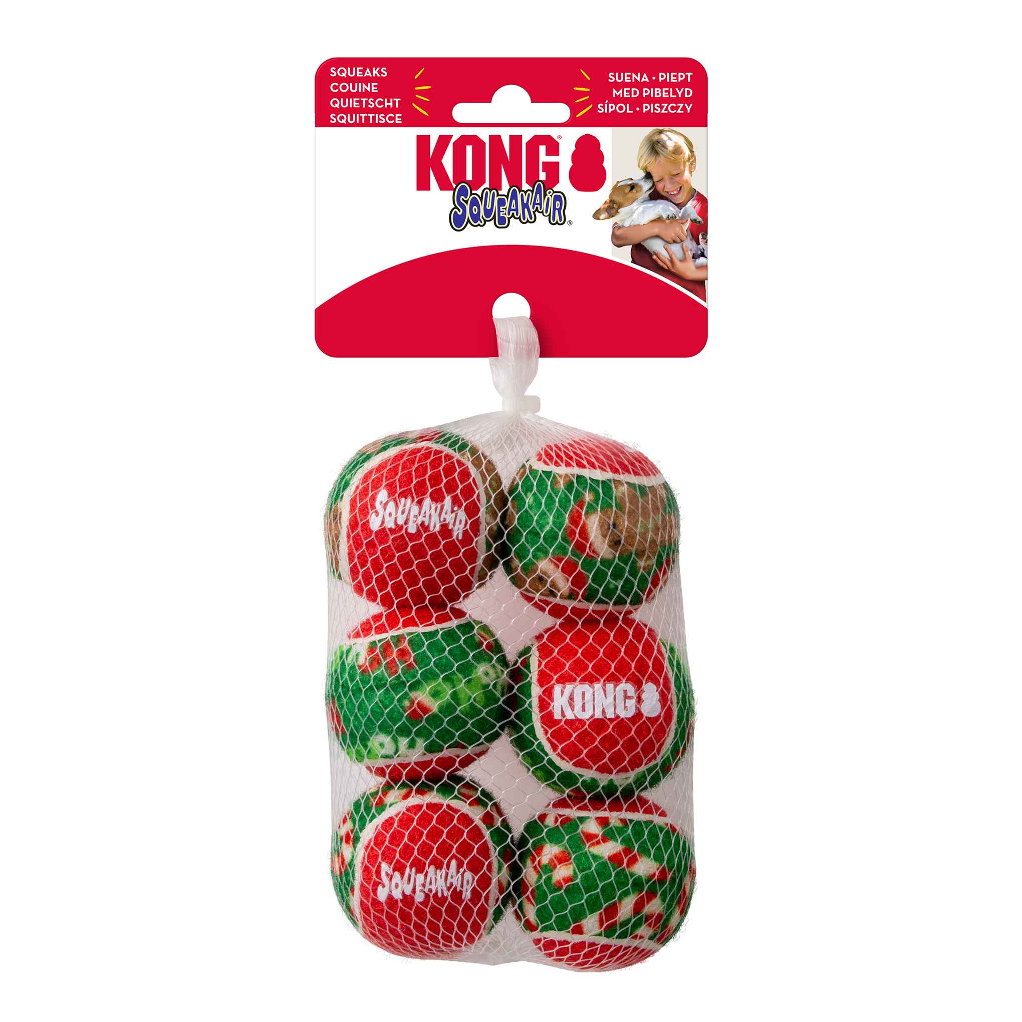 KONG Holiday SqueakAir® Balls - Pack of 6 - Image 4
