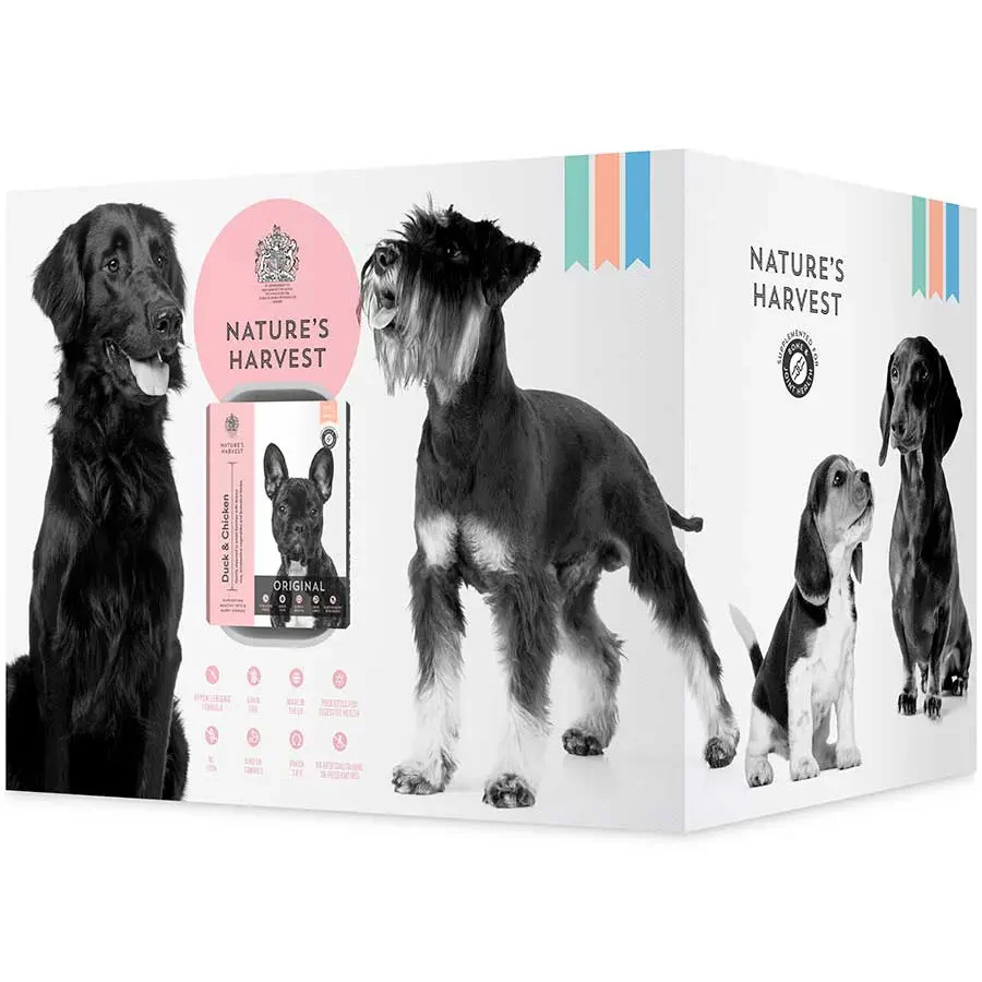 Natures Harvest Adult Wet Dog Food - Duck, Chicken & Brown Rice - 10x395g Trays - Image 2