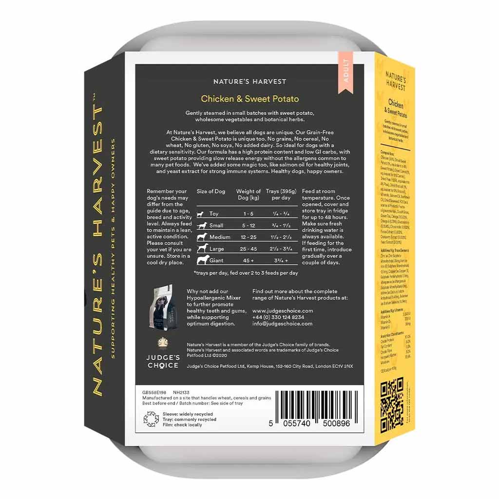Natures Harvest Grain Free Adult Wet Dog Food - Chicken & Sweet Potato - 10x395g Trays - Image 2