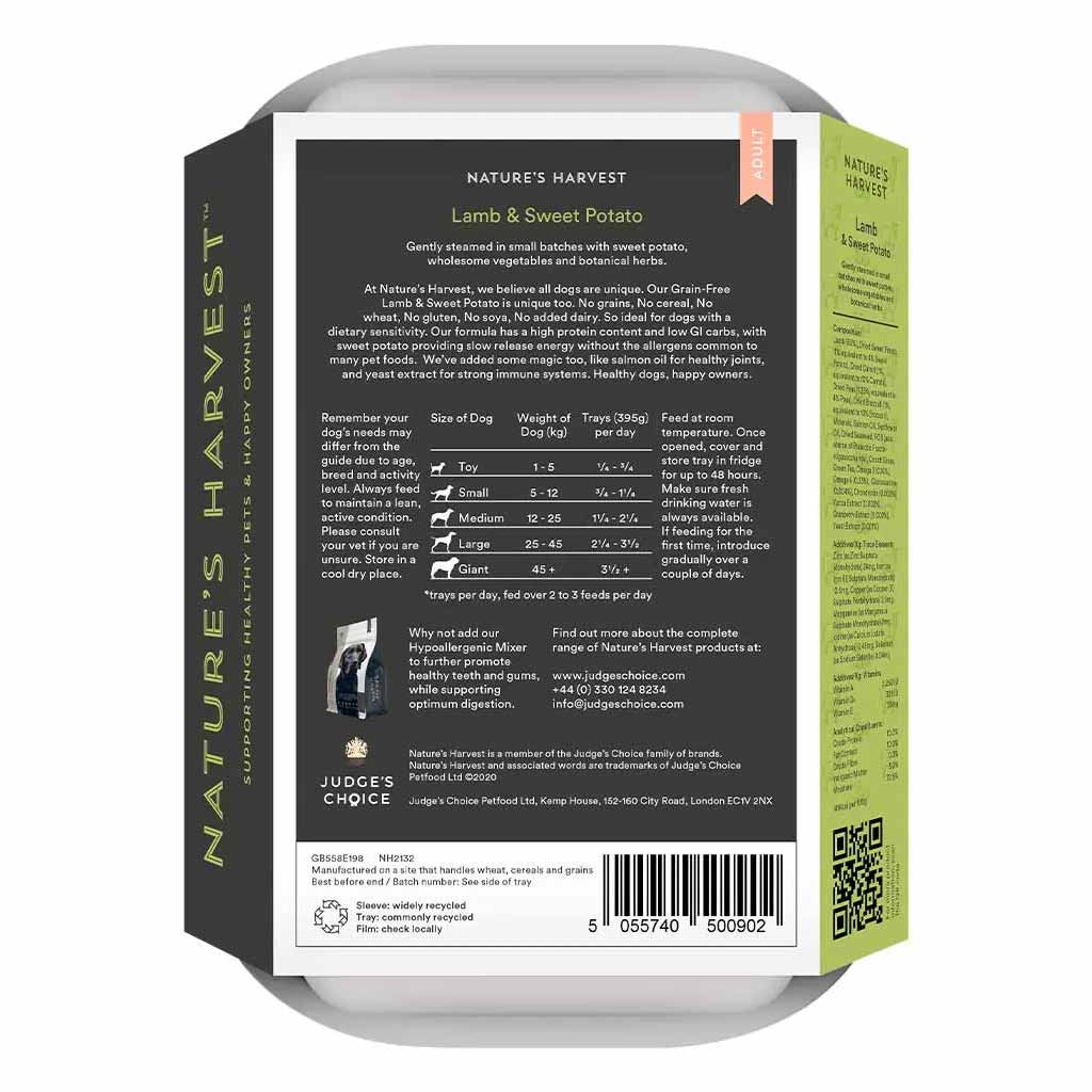 Natures Harvest Grain Free Adult Wet Dog Food - Lamb & Sweet Potato 10x395g - Image 2