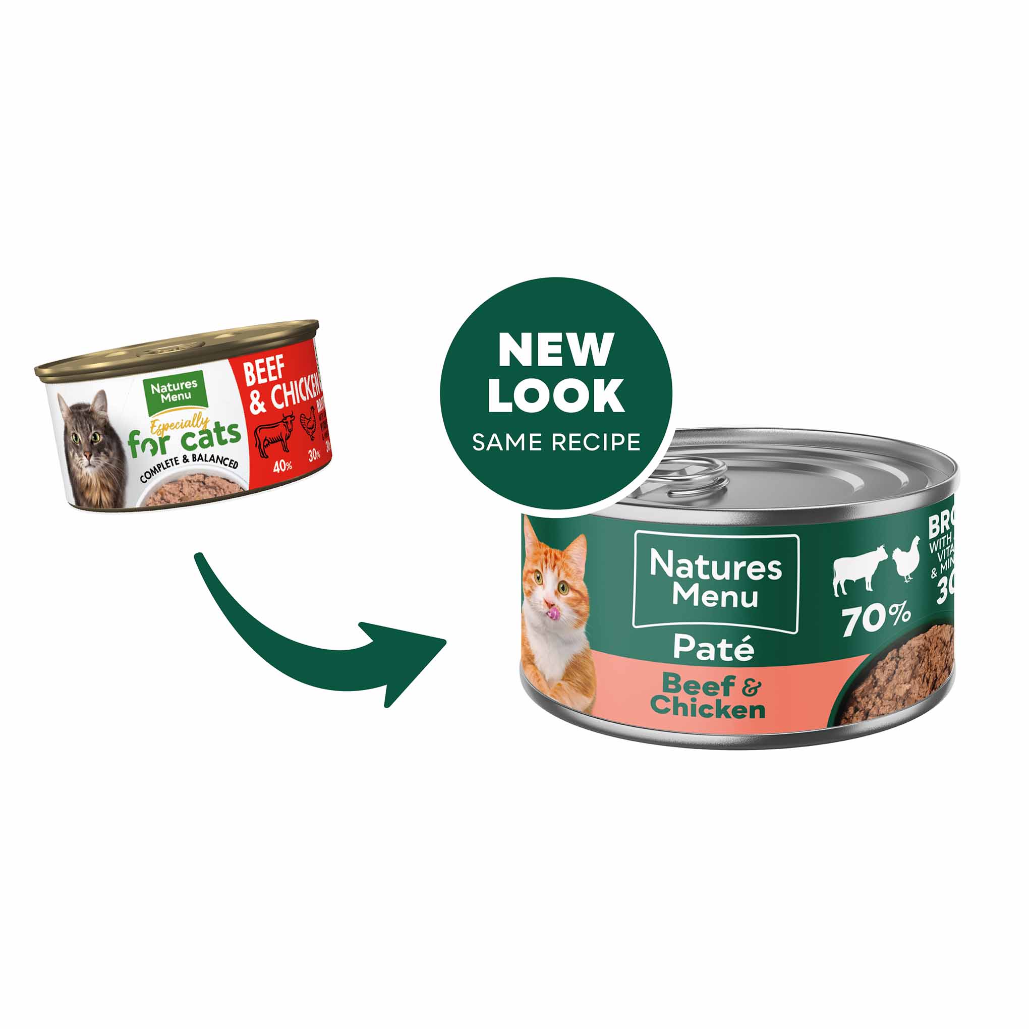 Natures Menu Adult Wet Cat Food - Beef & Chicken - 18x85g cans - Image 2