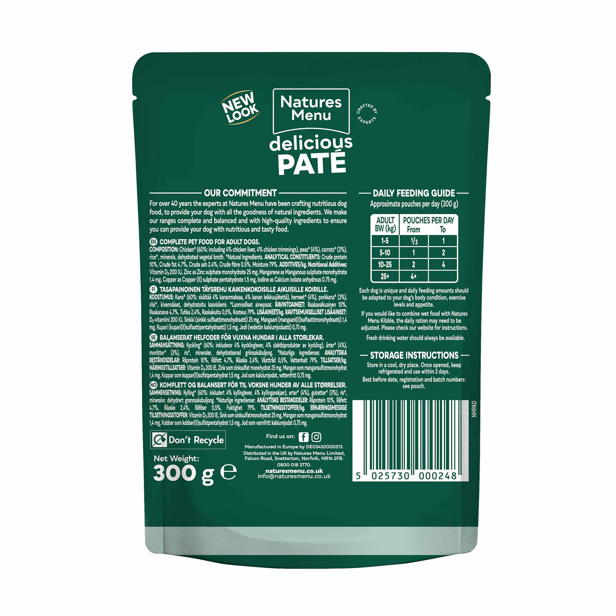 Natures Menu Adult Wet Dog Food - Chicken - 8x300g Pouches - Image 2