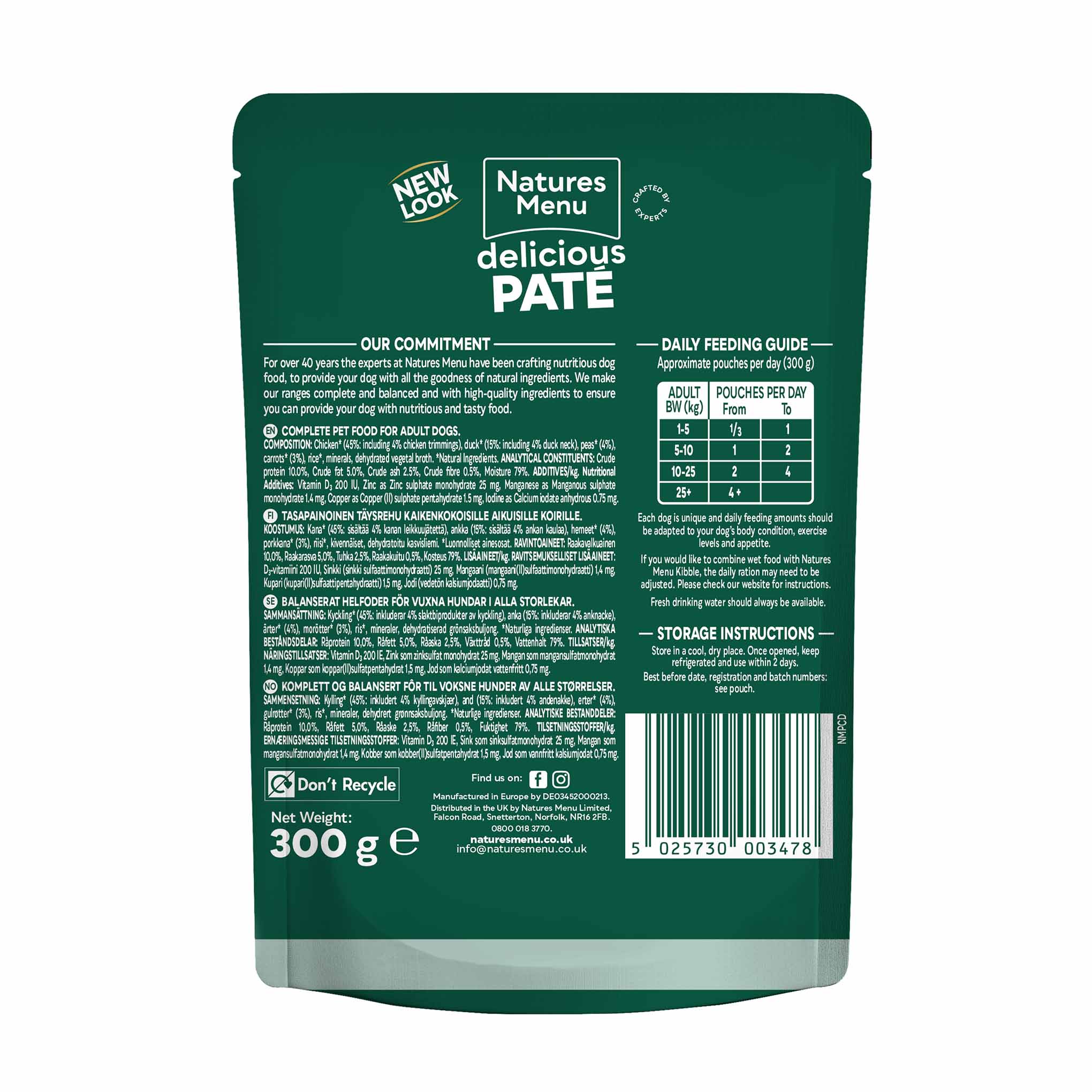 Natures Menu Adult Wet Dog Food - Chicken and Duck - 8x300g Pouches - Image 2