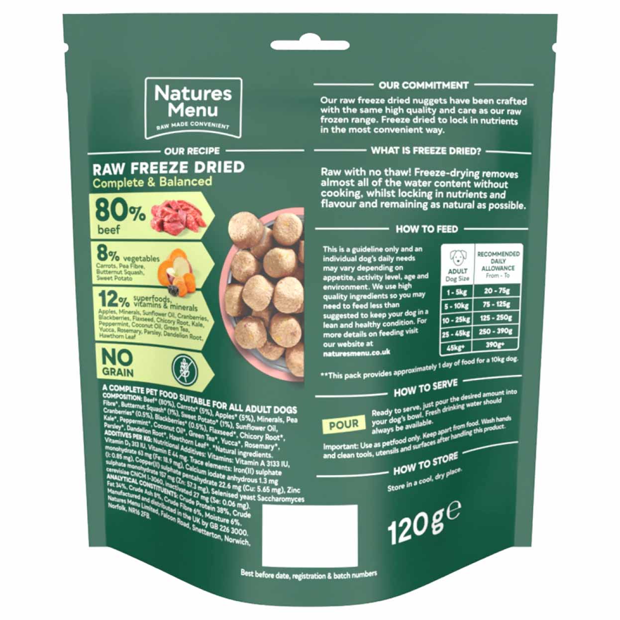 Natures Menu Complete & Balanced Freeze Dried Dog Food - Beef Nuggets - 120g - Image 2