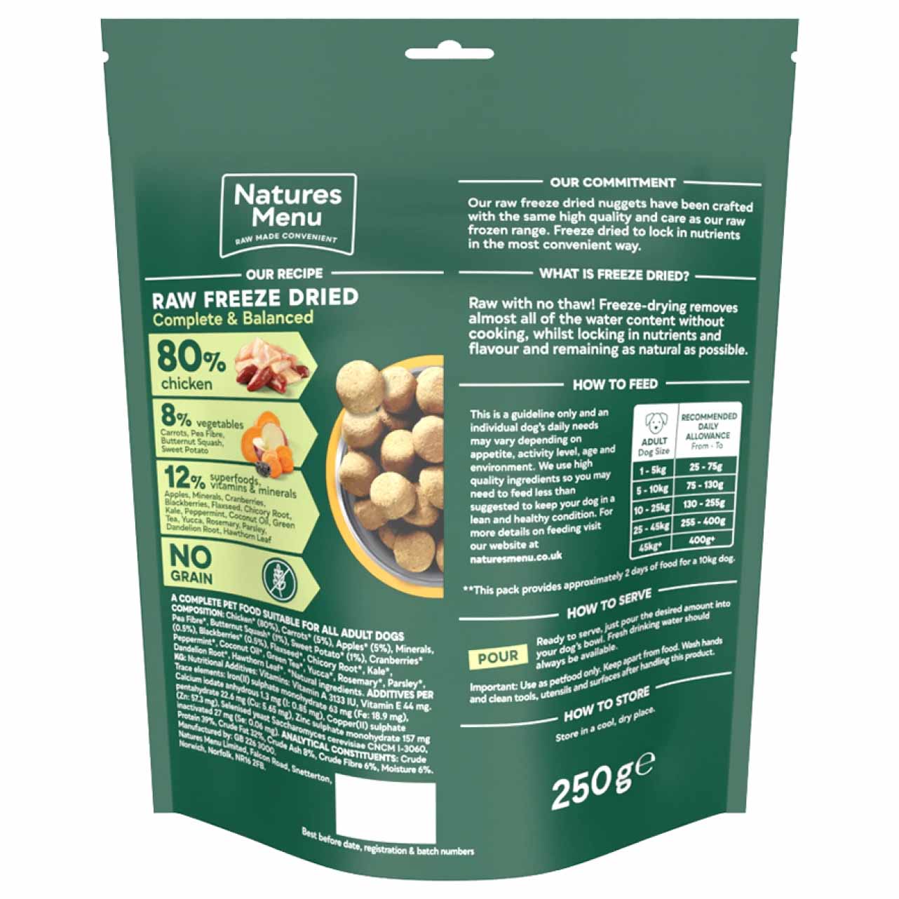 Natures Menu Complete & Balanced Freeze Dried Dog Food - Chicken Nuggets - 250g - Image 2