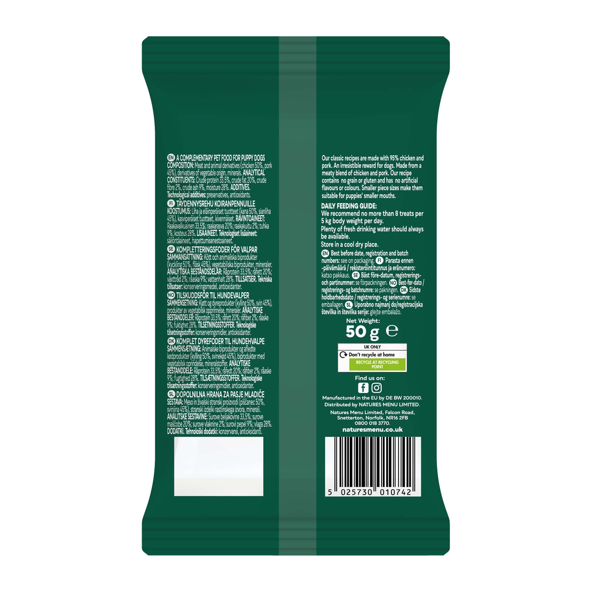 Natures Menu Meaty Puppy Treats - Chicken & Pork - 50g - Image 2