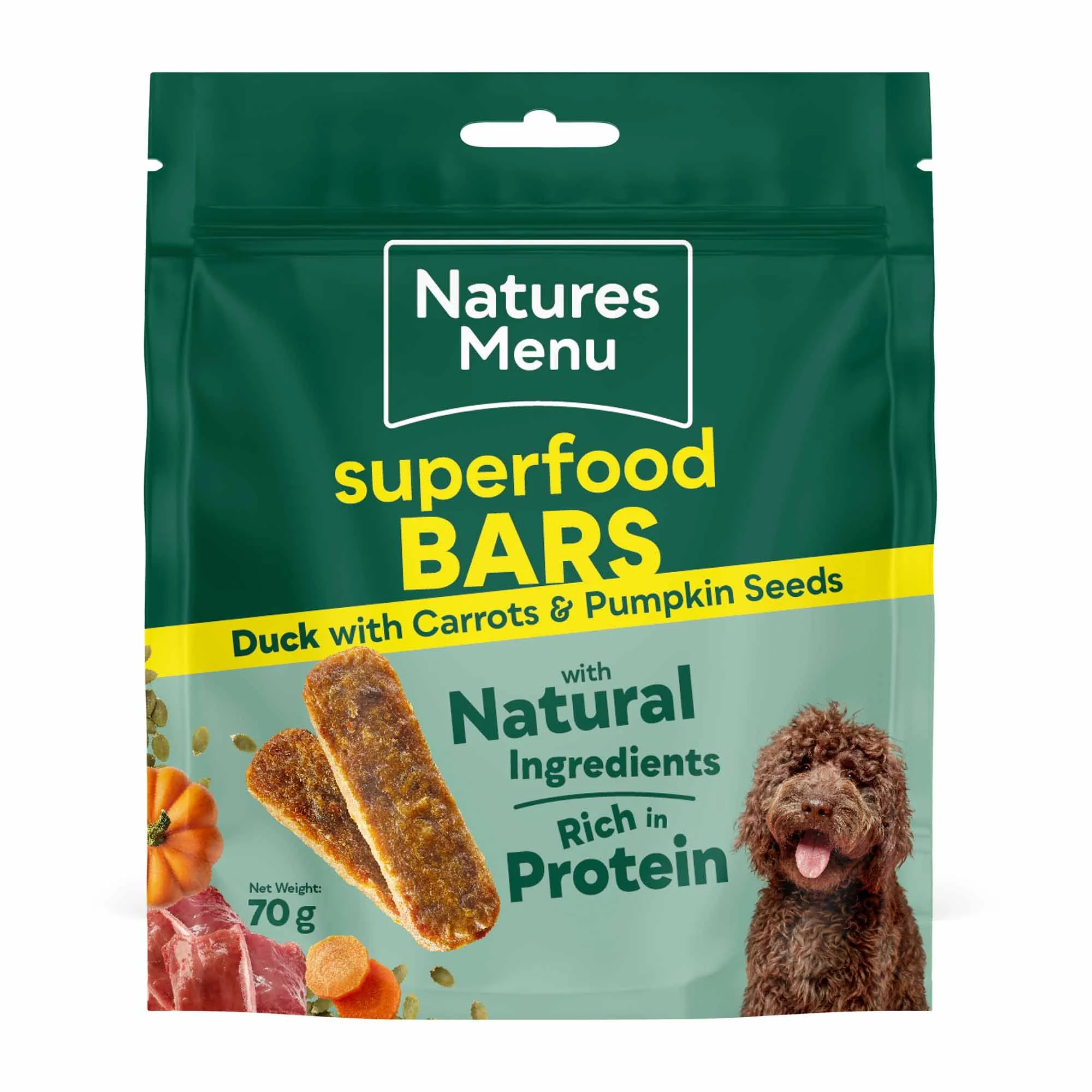 Natures Menu Superfood Bars for Adult Dogs - Duck with Carrot & Pumpkin - 70g
