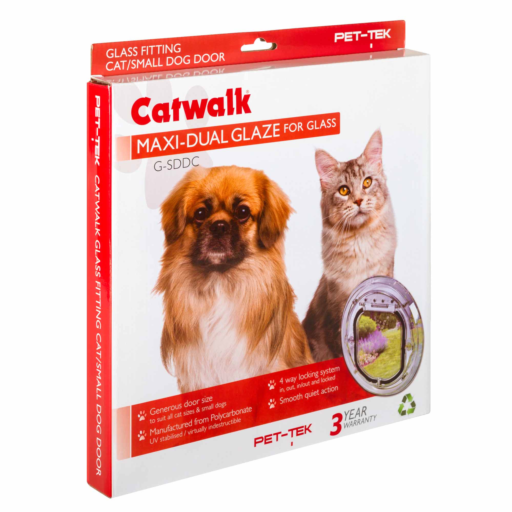 Pet Tek Glass Fitting Pet Door - Clear - Image 2