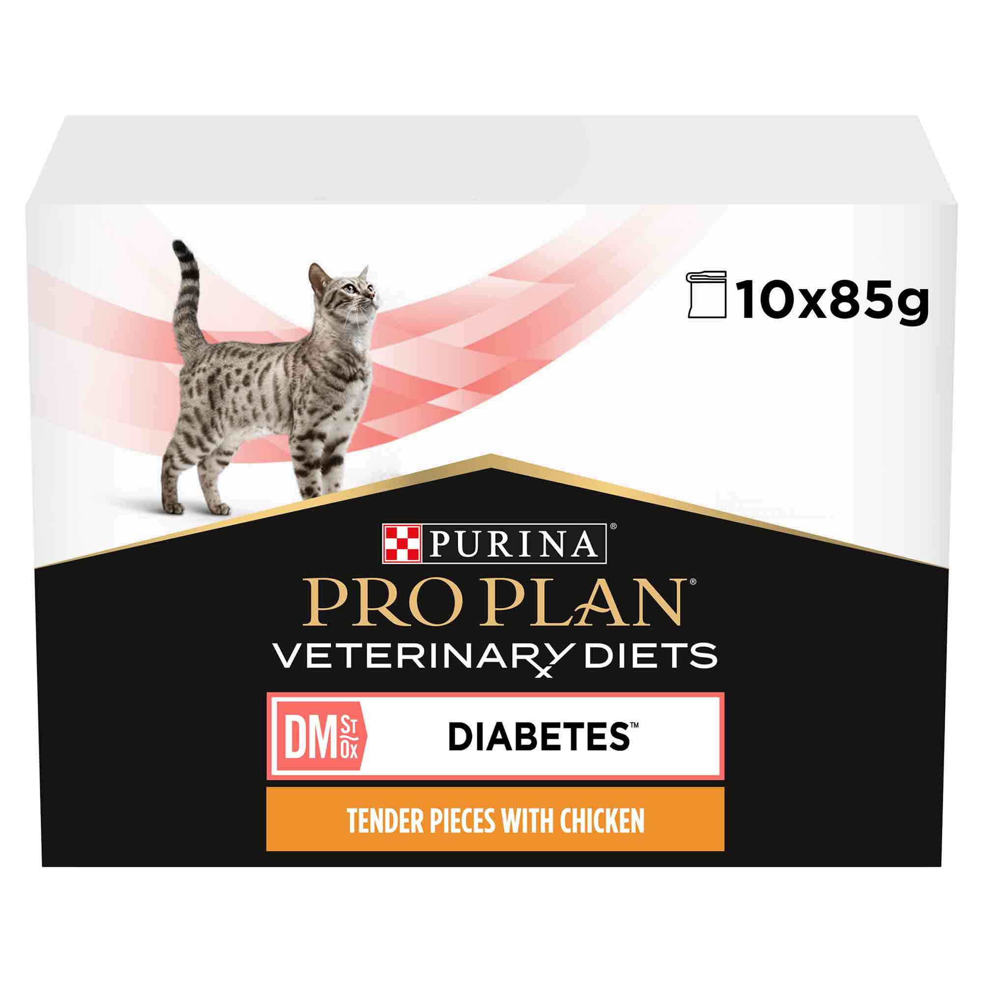 PRO PLAN Veterinary Diets Adult DM St/Ox Diabetes Management Wet Cat Food - Chicken - 10x85g