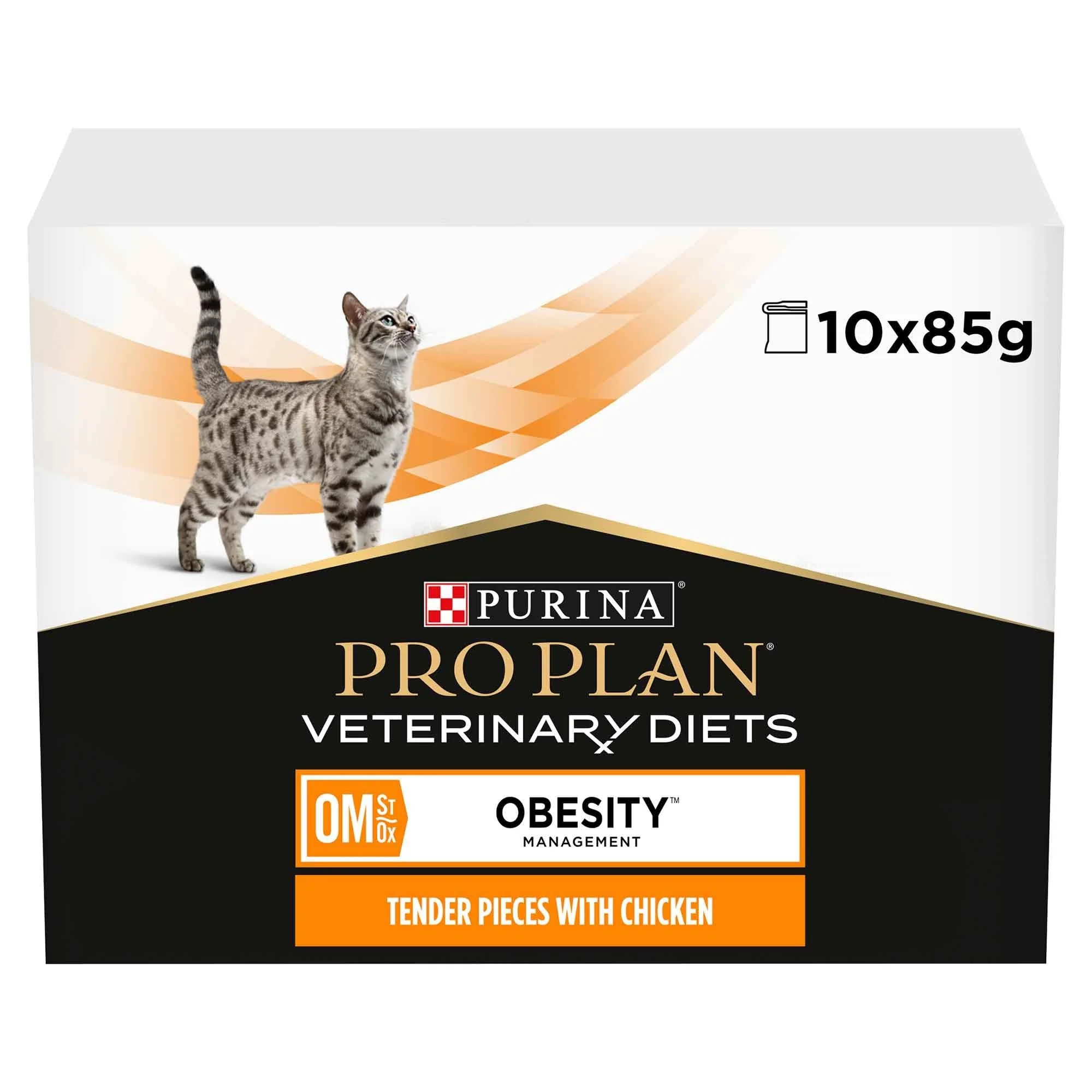 PRO PLAN Veterinary Diets Obesity Management Adult Wet Cat Food - Chicken - 10x85g Pouches