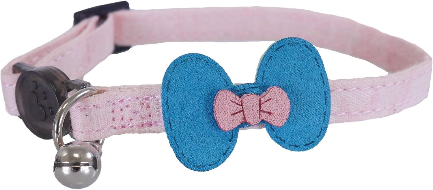 Rosewood Catwalk Collection Pink & Teal Bow Cat Collar