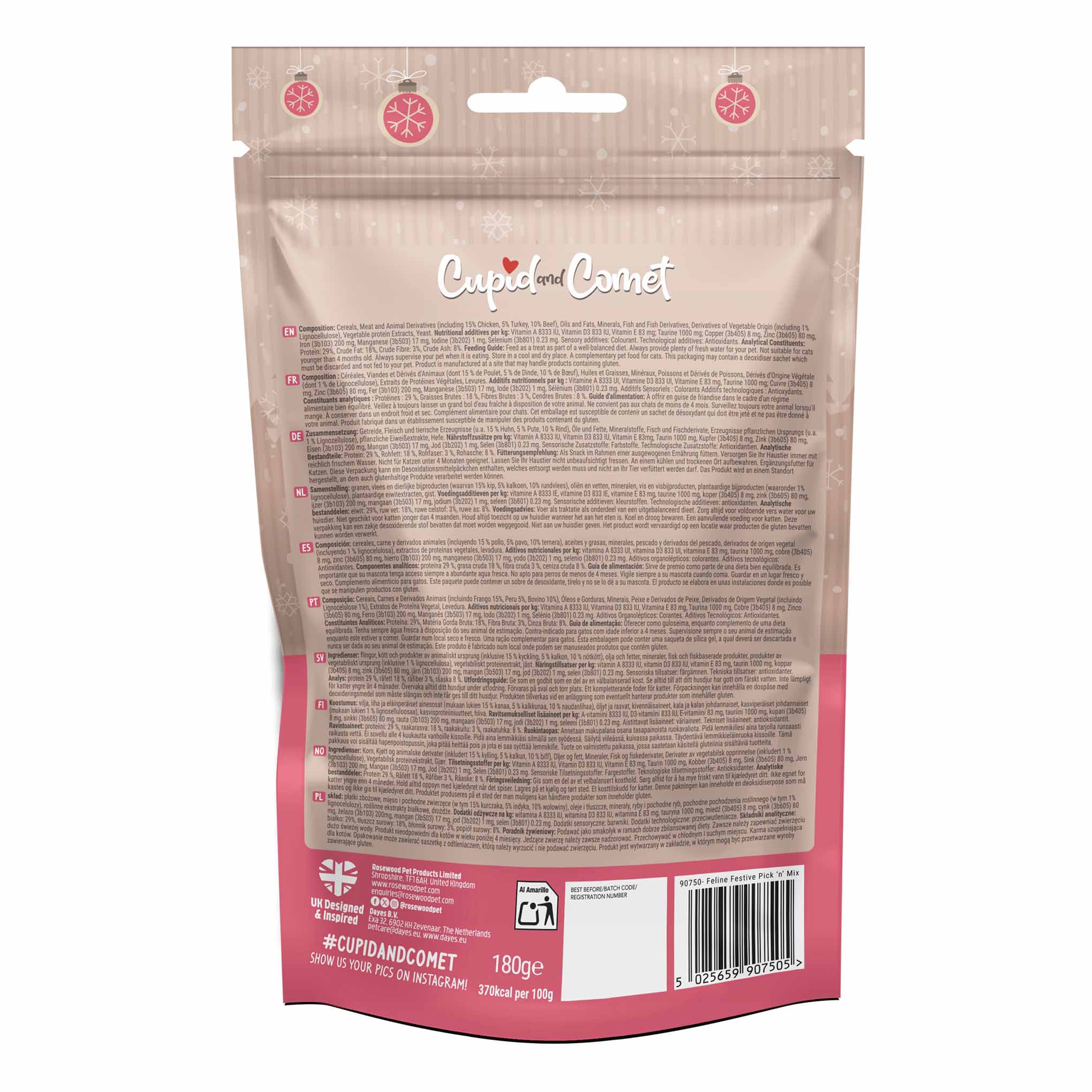 Rosewood Cupid & Comet Feline Festive Pick n Mix Cat Treats - 180g - Image 3