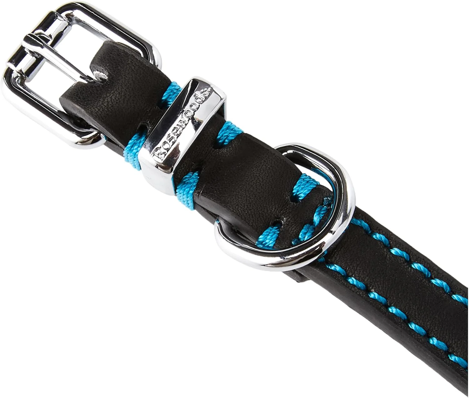 Rosewood Luxury Black Leather Dog Collar 10-14 inch - Image 2