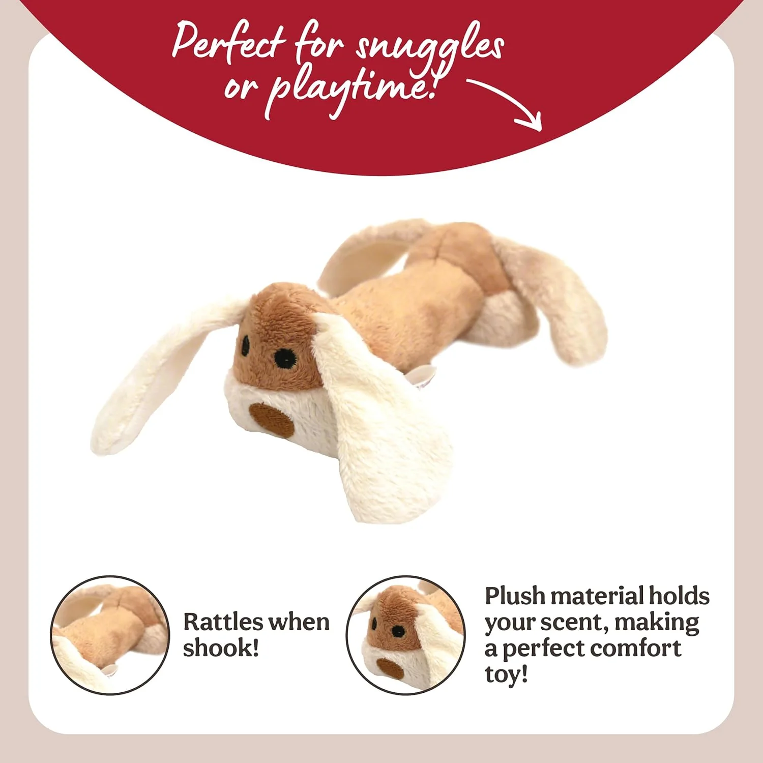 Rosewood Natural Nippers Cuddle Plush Dog Toy - Image 2