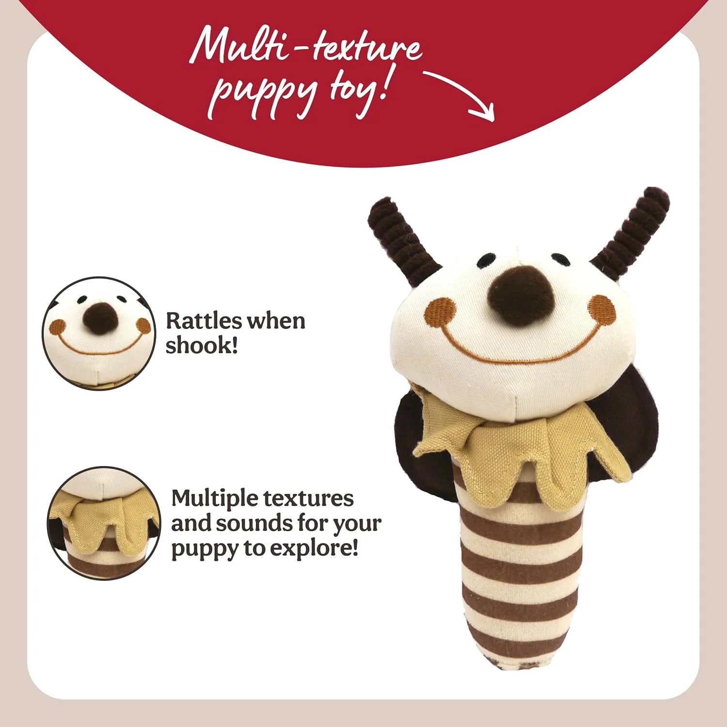 Rosewood Natural Nippers Shake & Rattle Dog Toy - Image 5
