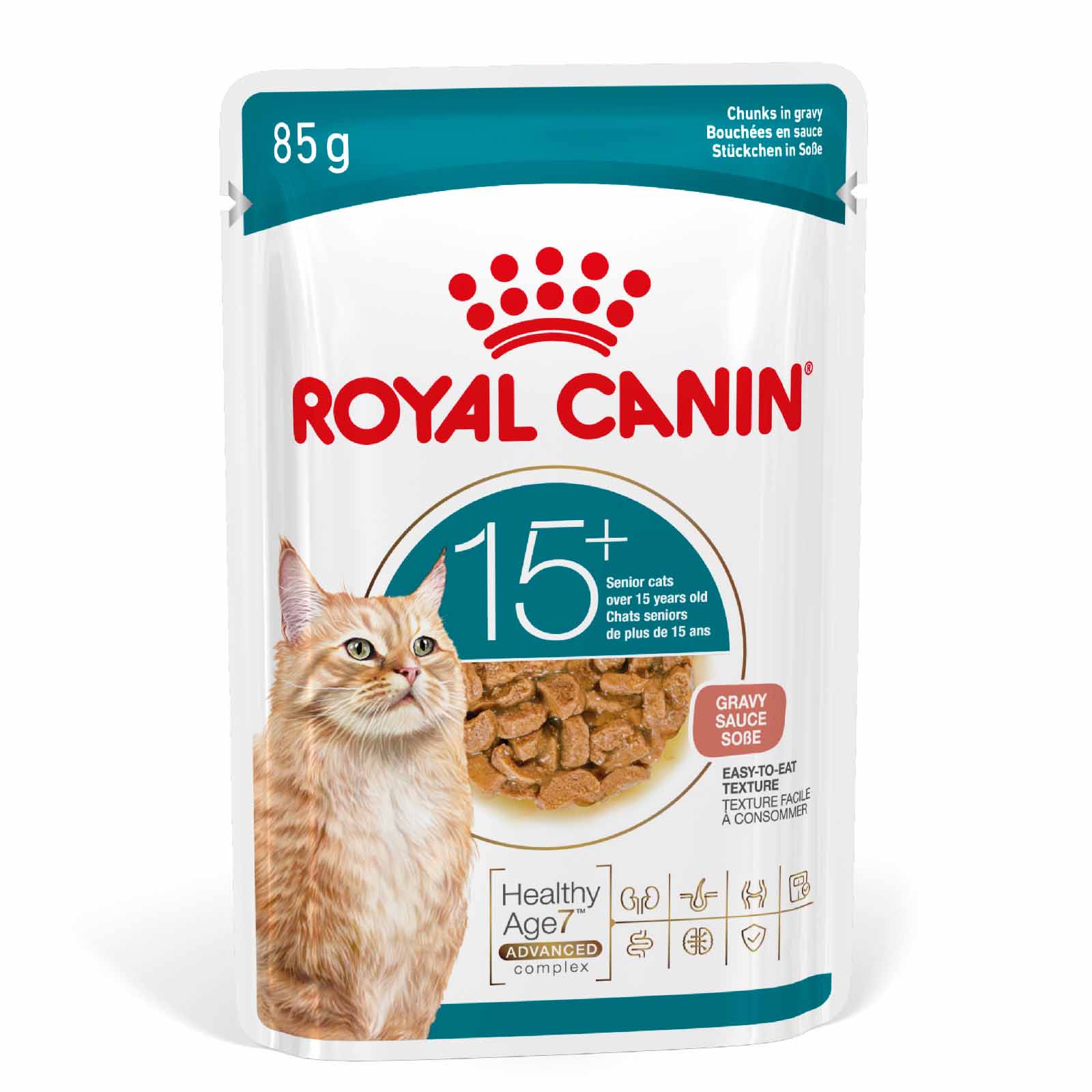 Royal Canin Ageing 15+ Senior Wet Cat Food Chunks in Gravy - 12x85g Pouches - Image 10