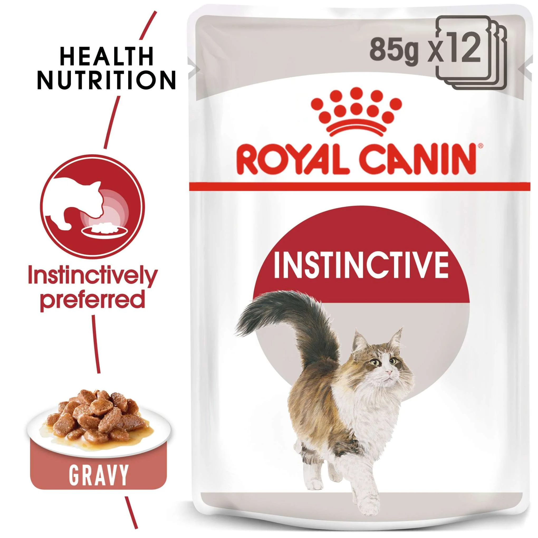 Royal Canin Feline Health Nutrition Instinctive Wet Cat Food In Gravy - 12x85g Pouches