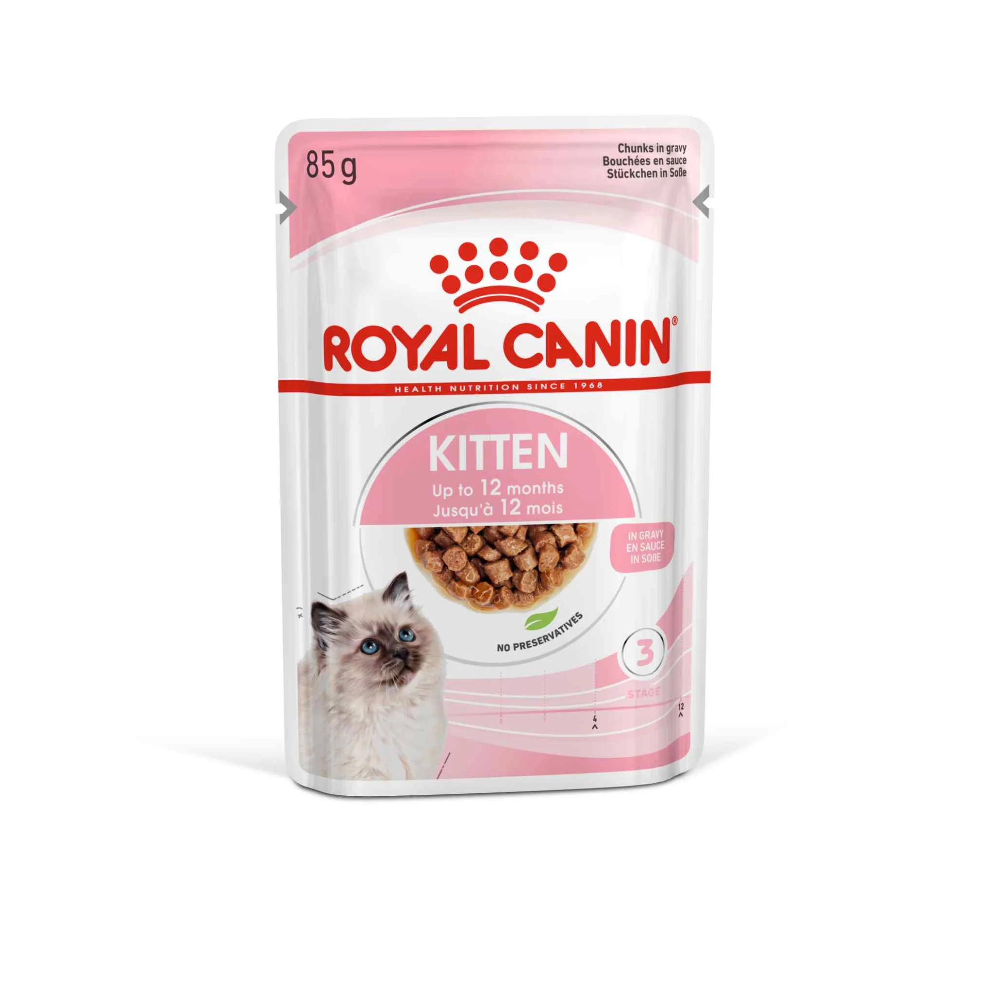 Royal Canin Feline Health Nutrition Kitten Wet Cat Food in Gravy - BULKPACK - 48x85g Pouches