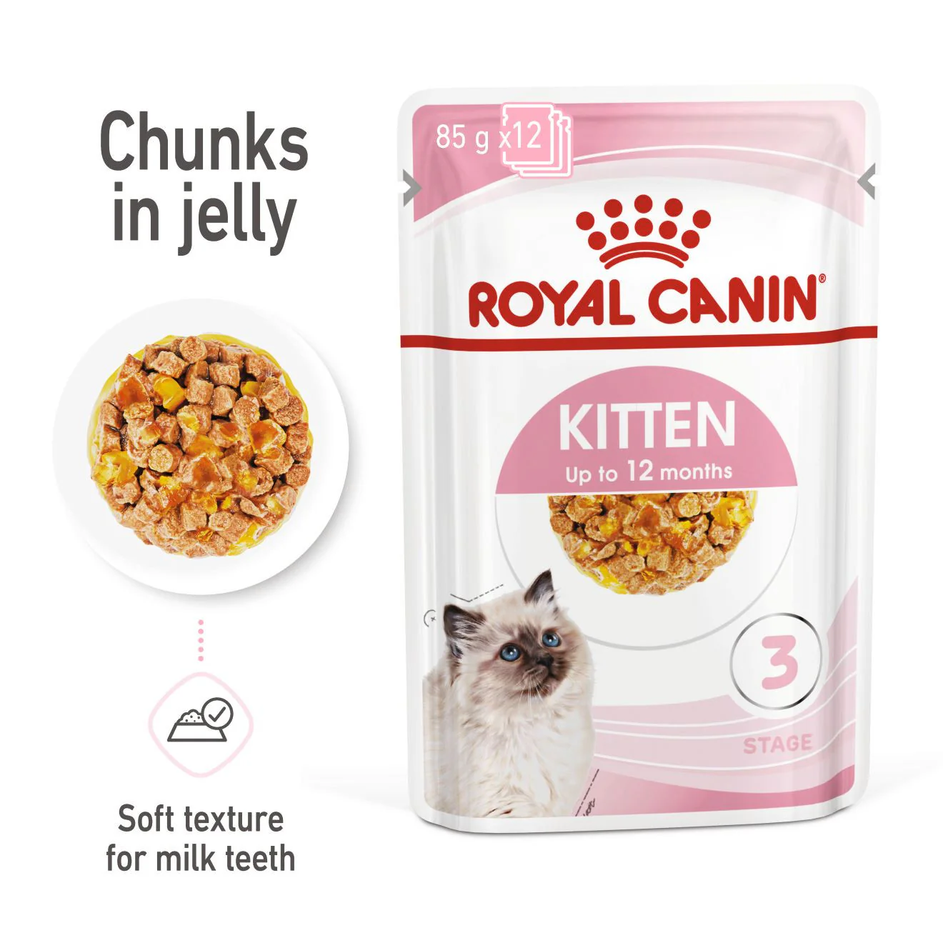 ROYAL CANIN Feline Health Nutrition Wet Kitten Food In Jelly - 12x85g Pouches
