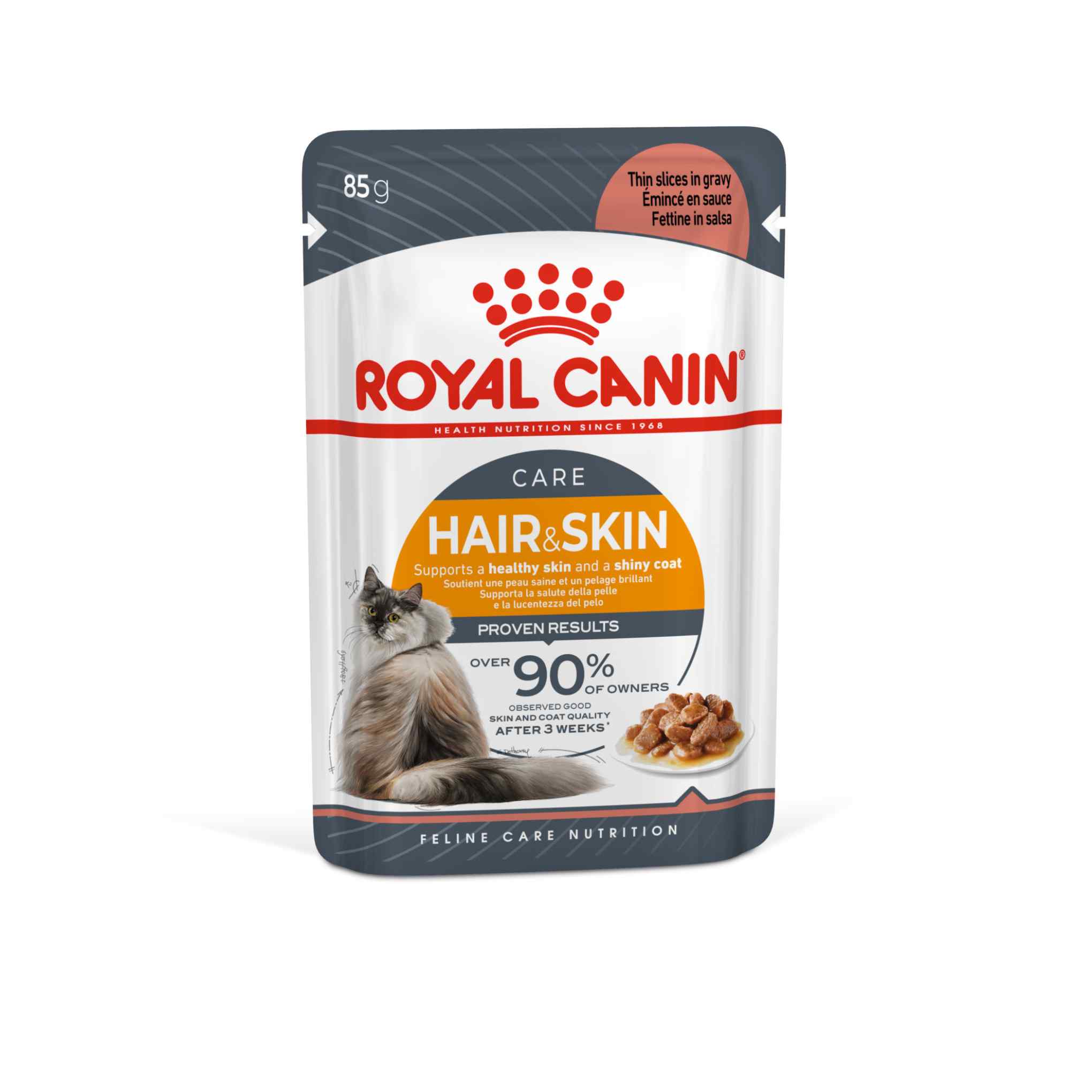 ROYAL CANIN Hair & Skin Care Adult Wet Cat Food In Gravy - 12x85g Pouches - Image 5