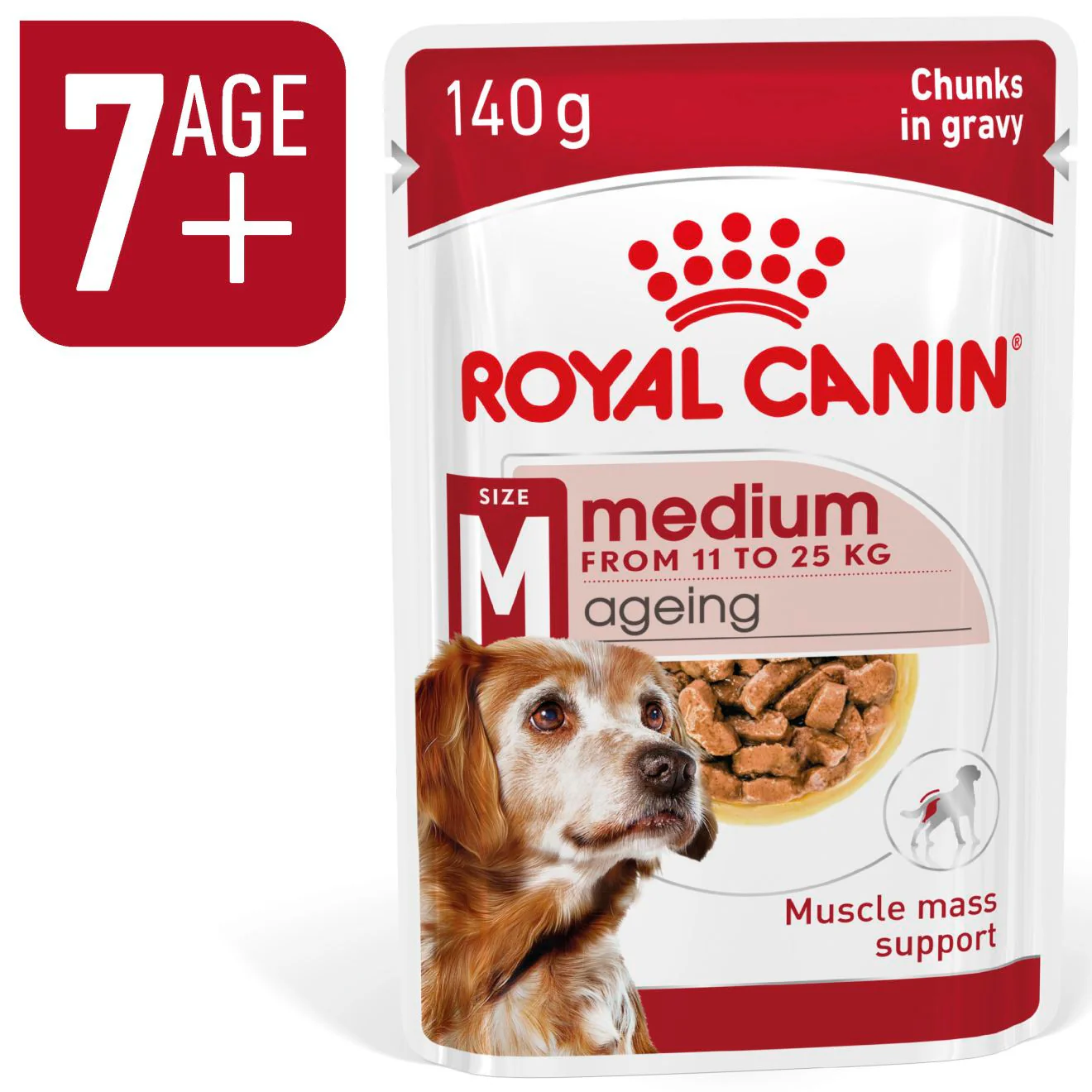 Royal Canin Size Health Nutrition Medium Ageing 7+ Wet Dog Food in Gravy - 10x140g Pouches - Image 2