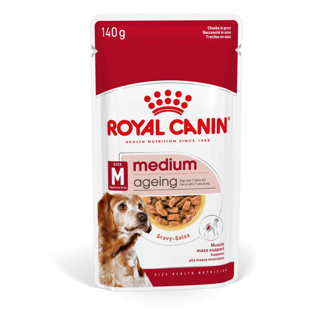 Royal Canin Size Health Nutrition Medium Ageing 7+ Wet Dog Food in Gravy - 10x140g Pouches - Image 4