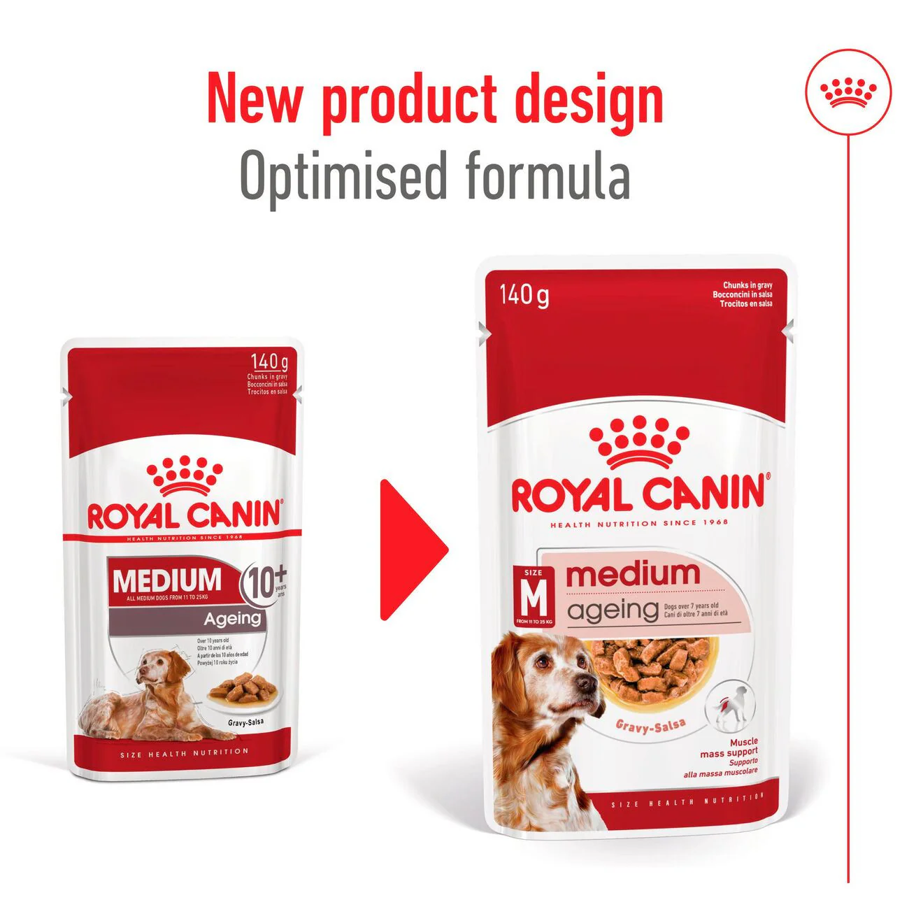 Royal Canin Size Health Nutrition Medium Ageing 7+ Wet Dog Food in Gravy - 10x140g Pouches - Image 9