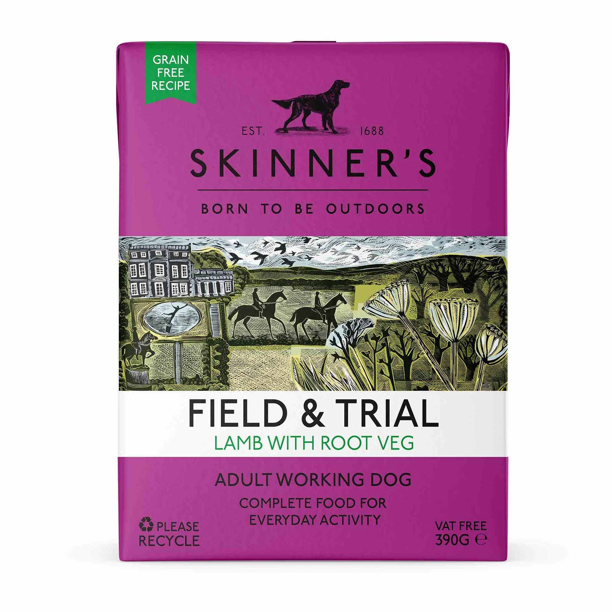 Skinners Field & Trial Working Dog Grain Free Adult Wet Dog Food - Lamb - 18x390g Cartons