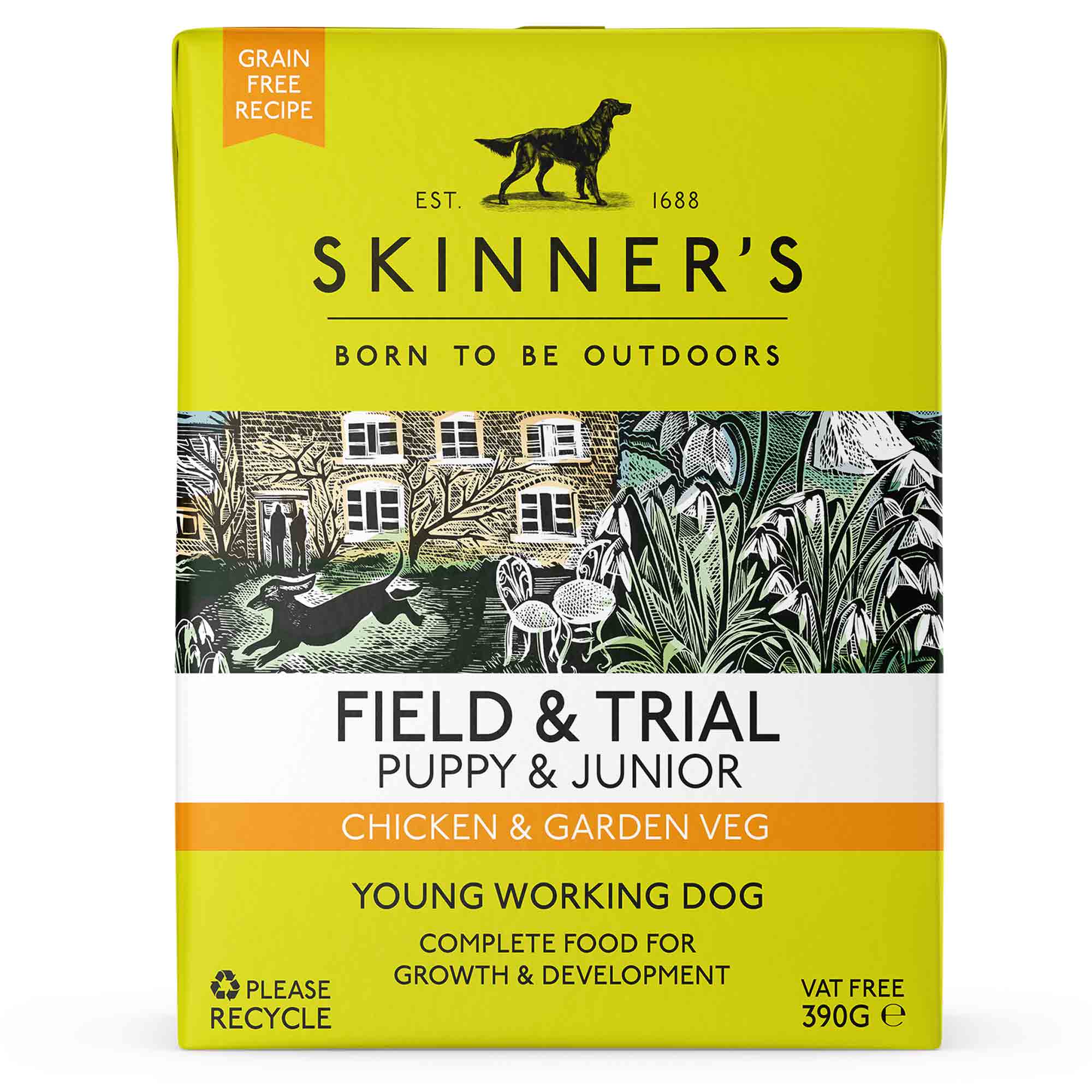 Skinners Field & Trial Working Dog Puppy Grain Free Wet Dog Food - Chicken - 18x390g Cartons