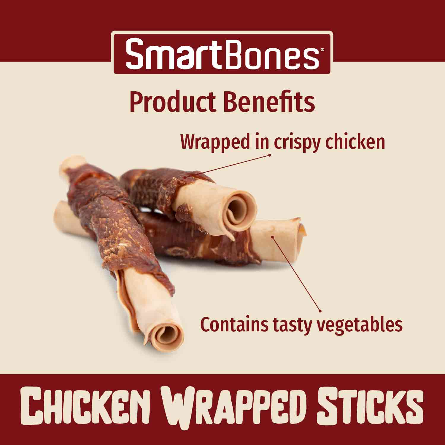 SmartBones Chicken Wrapped Mini Sticks Adult Dry Dog Treats - 9 Sticks - Image 5