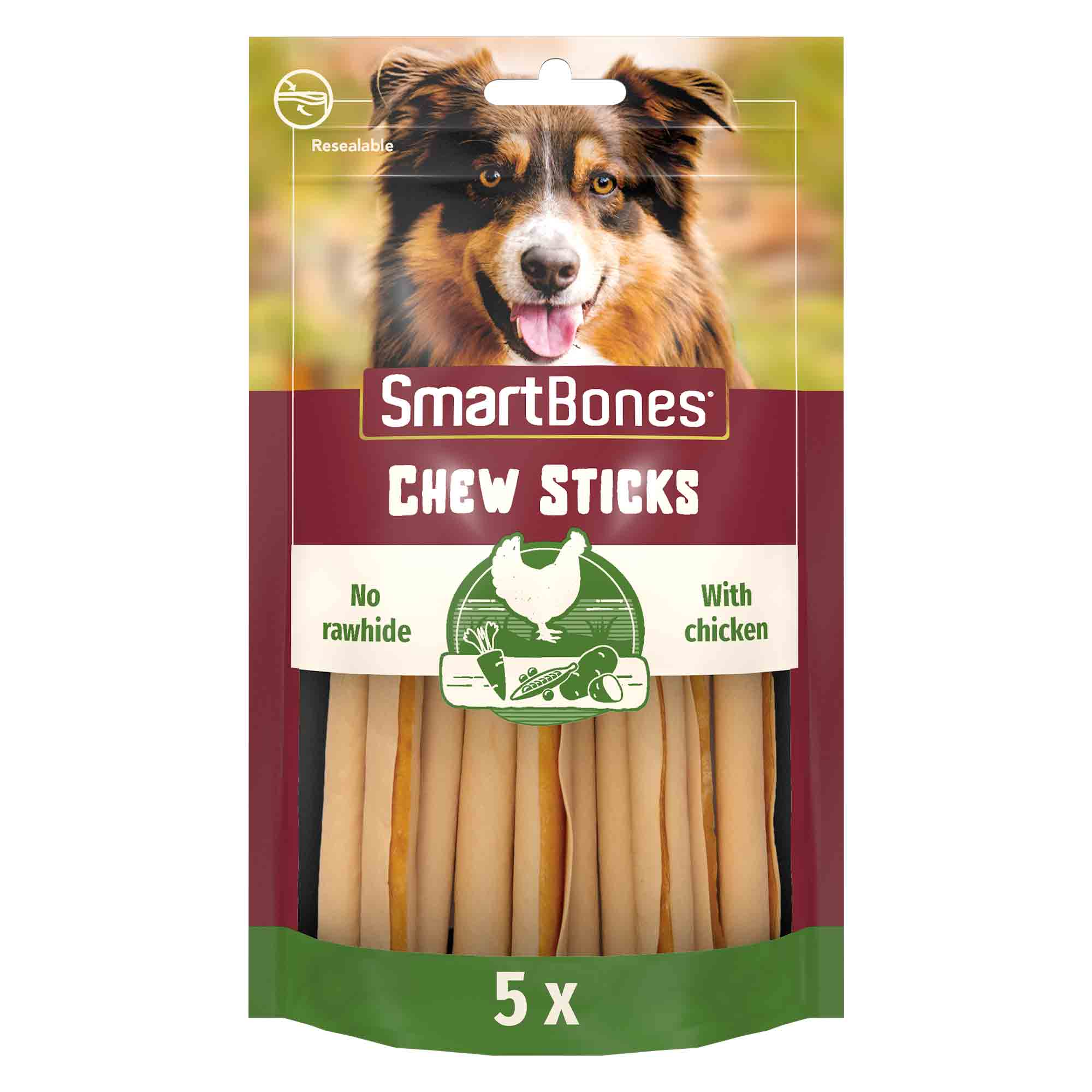 SmartBones SmartSticks Adult Dog Treats - Chicken - 5 Sticks