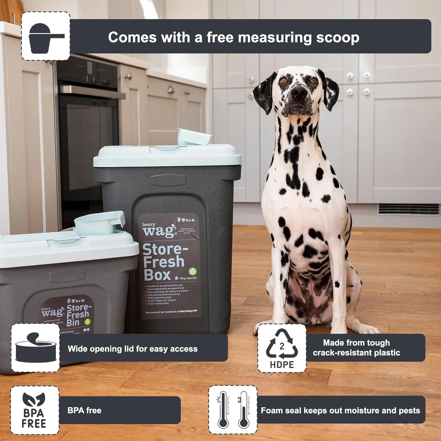 Store-Fresh Dry Food Storage - 7.5Kg - Grey/Blue - Image 3