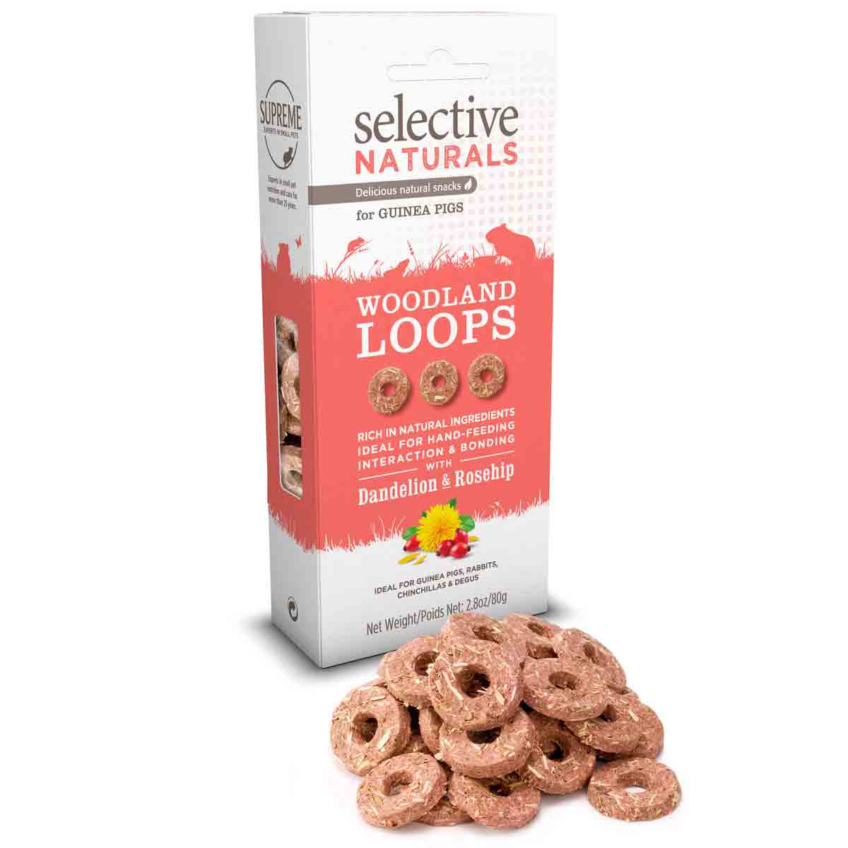 Supreme Selective Naturals Woodland Loops for Guinea Pigs with Dandelion & Rosehip - 80g - Image 2